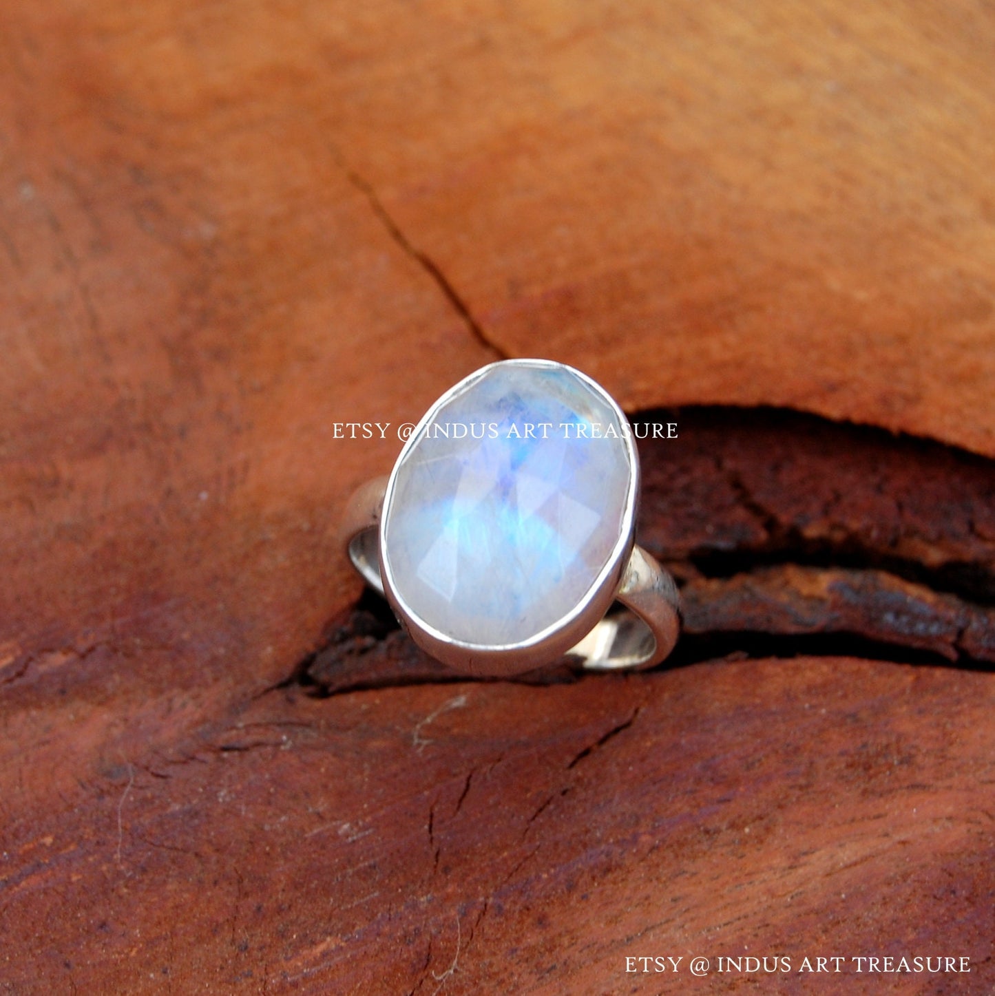 Rainbow Moonstone Oval Ring