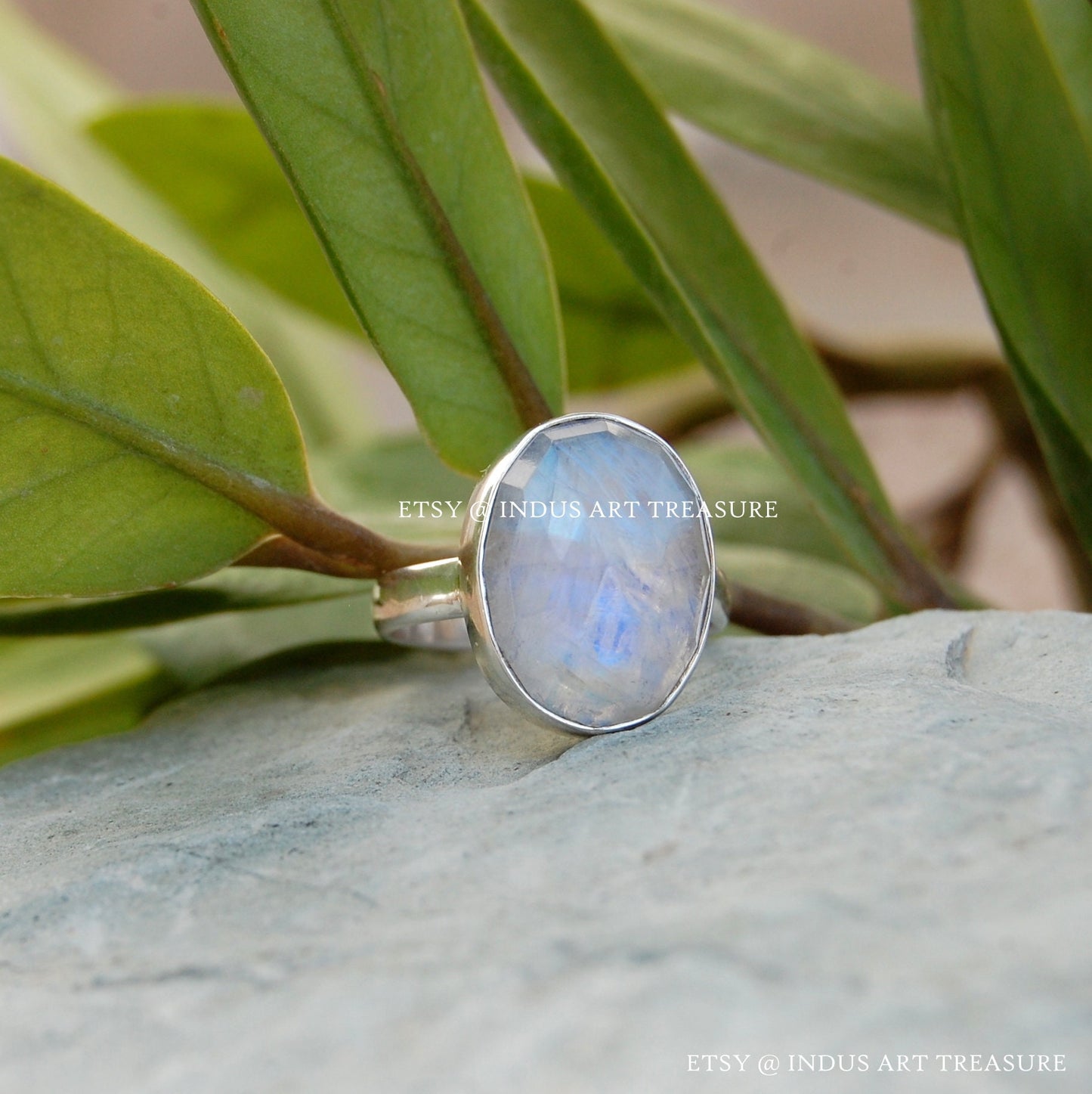 Rainbow Moonstone Oval Ring