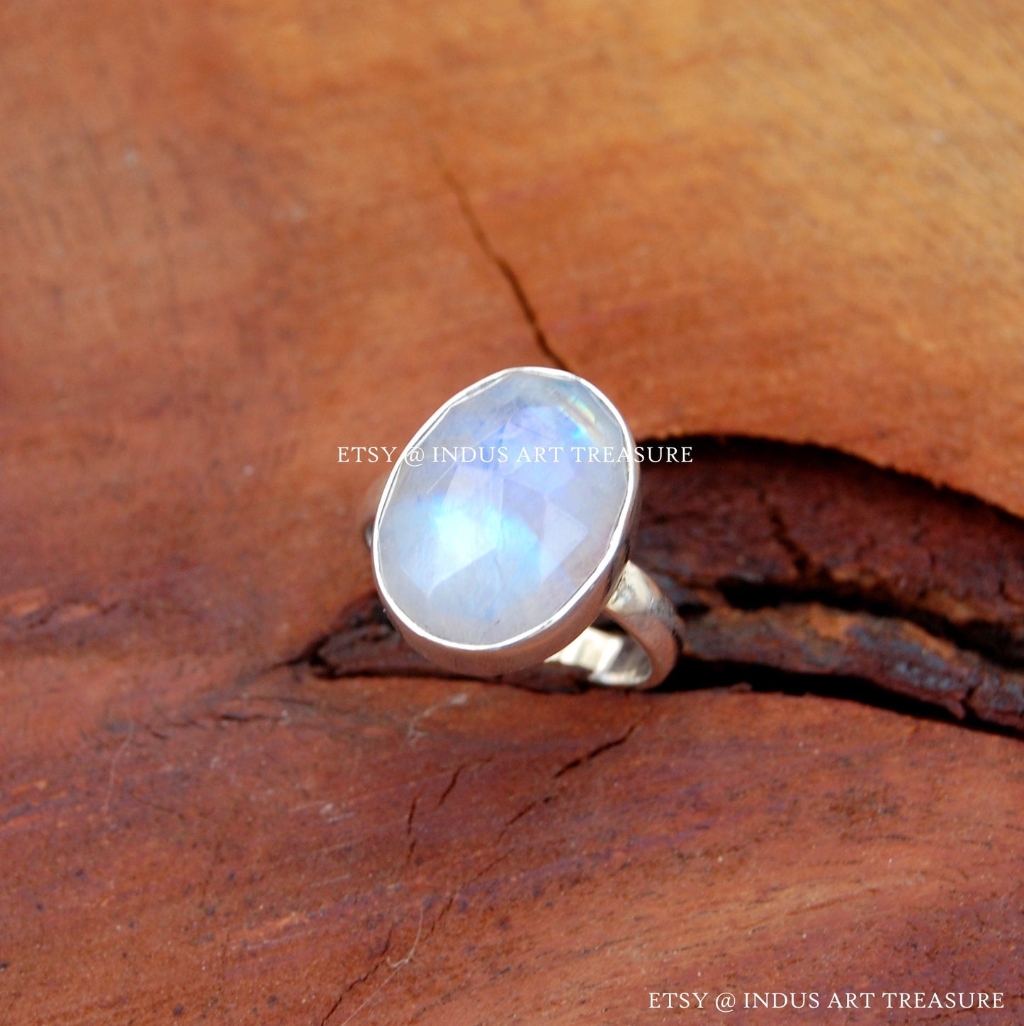 Rainbow Moonstone Oval Ring