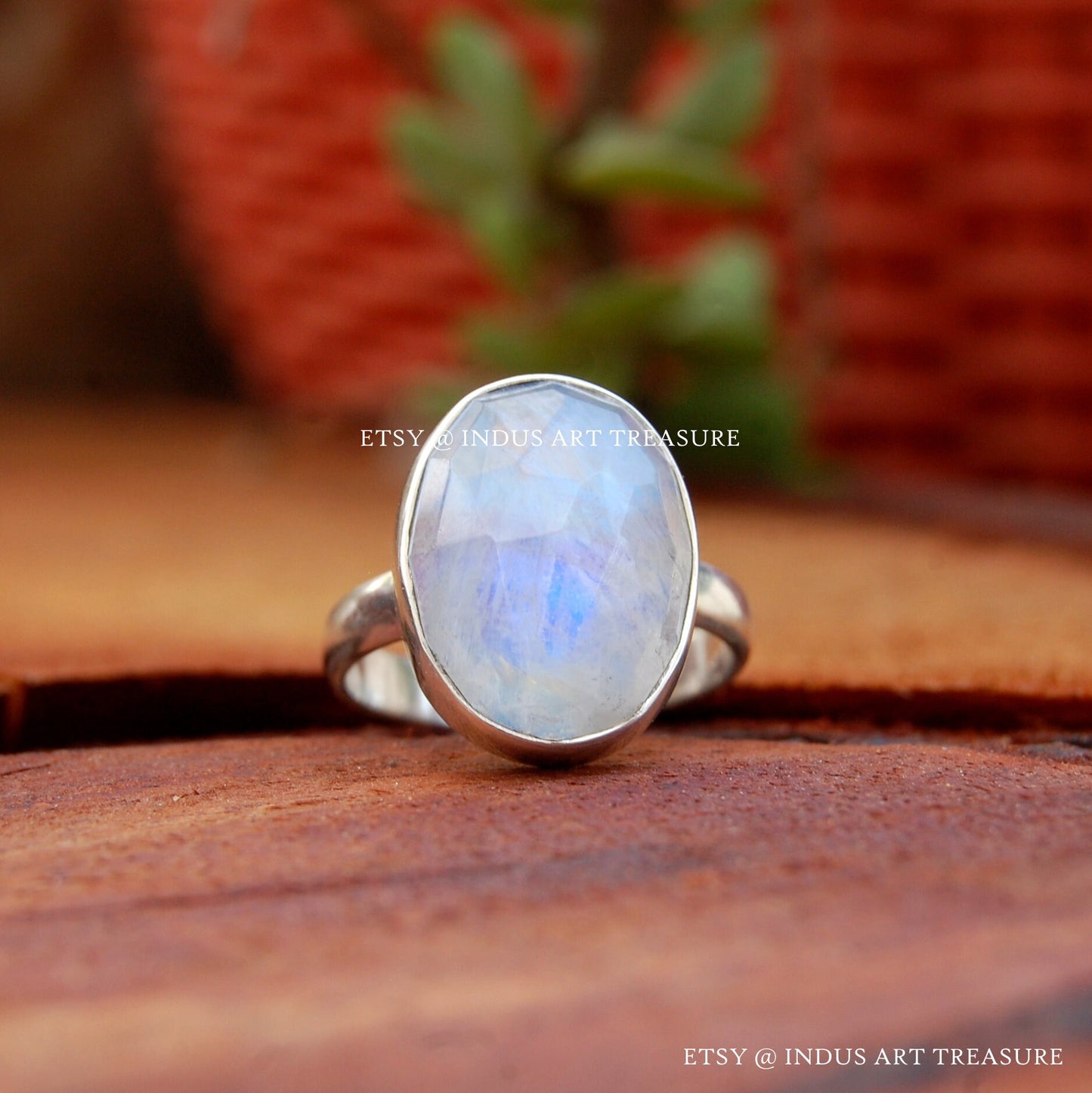 Rainbow Moonstone Oval Ring