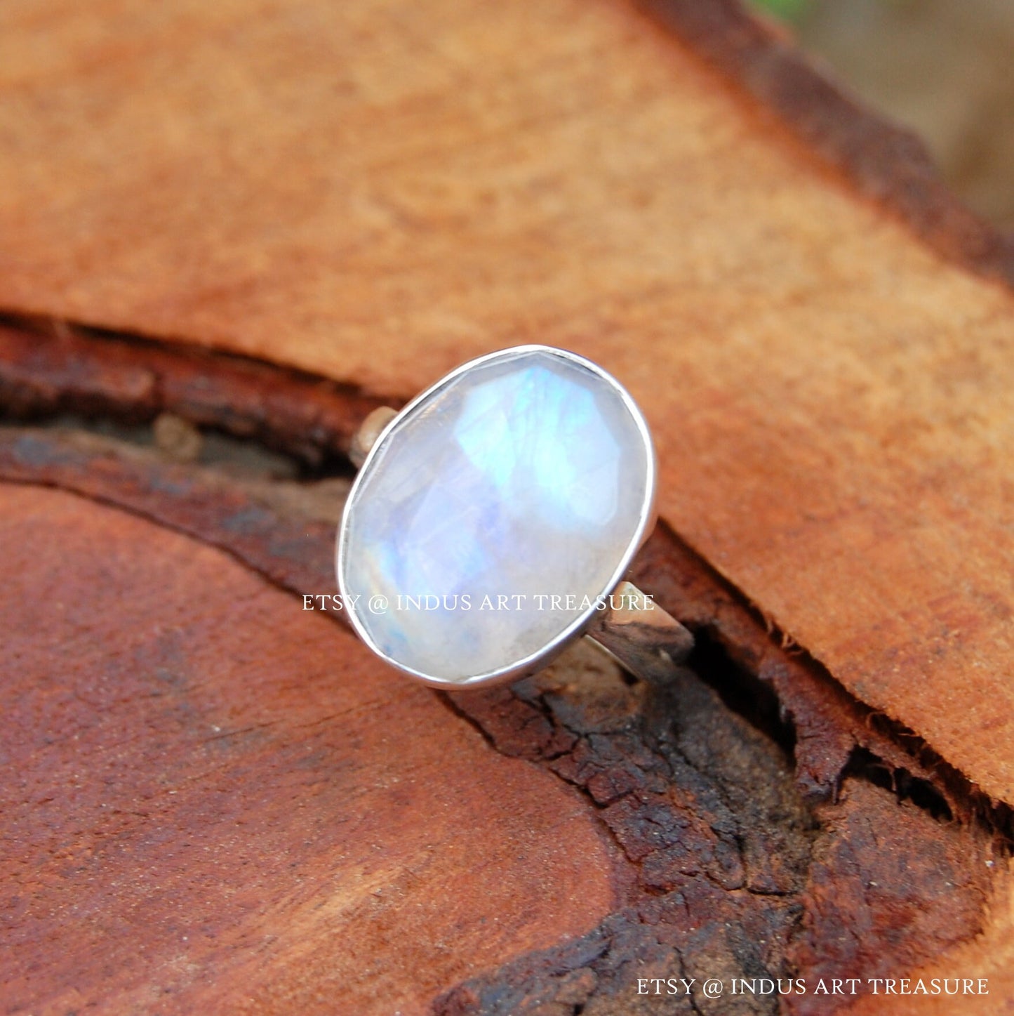 Rainbow Moonstone Oval Ring