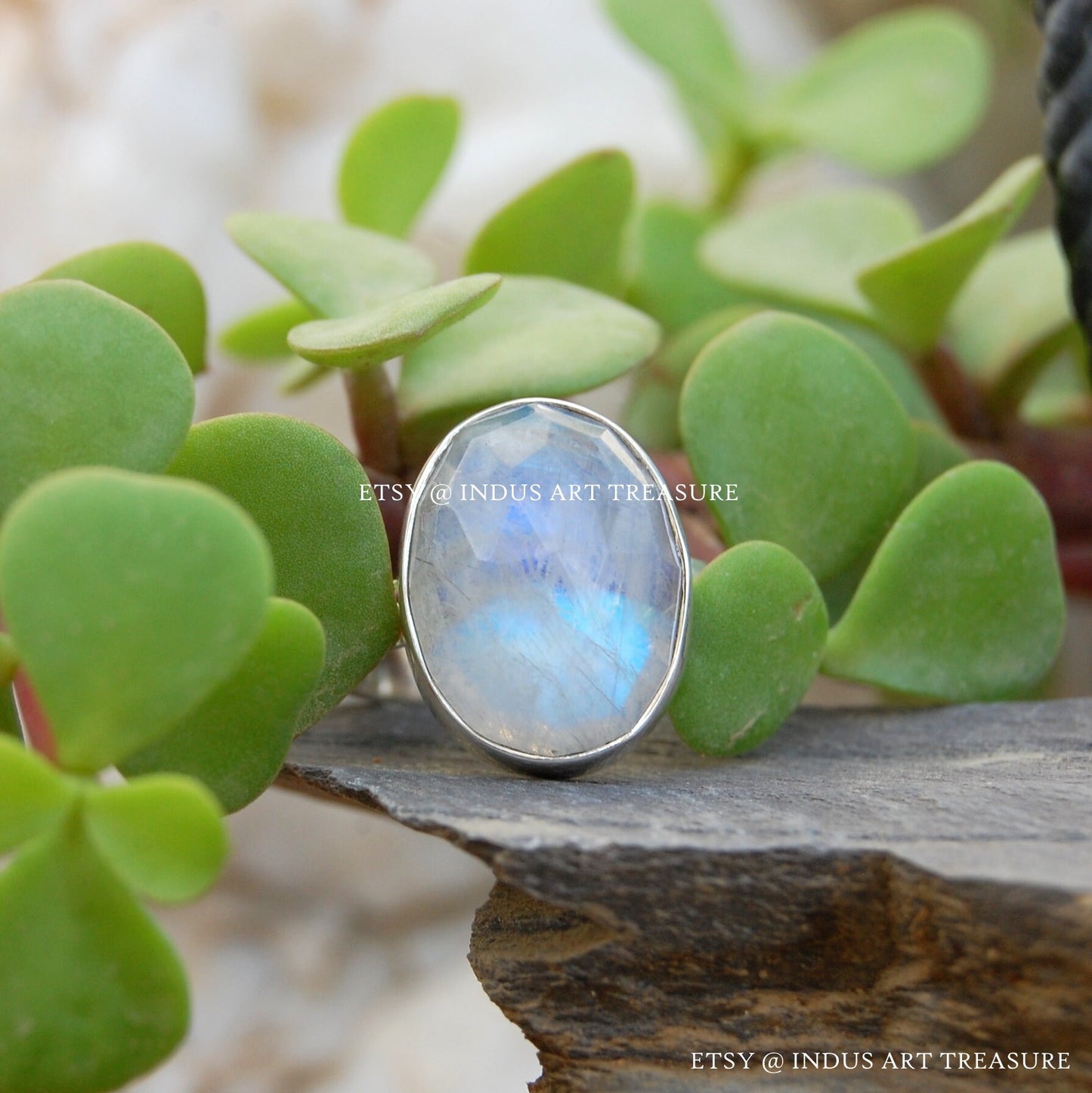Rainbow Moonstone Oval Ring