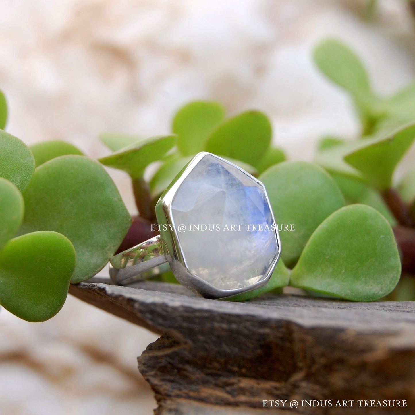 Rainbow Moonstone Ring