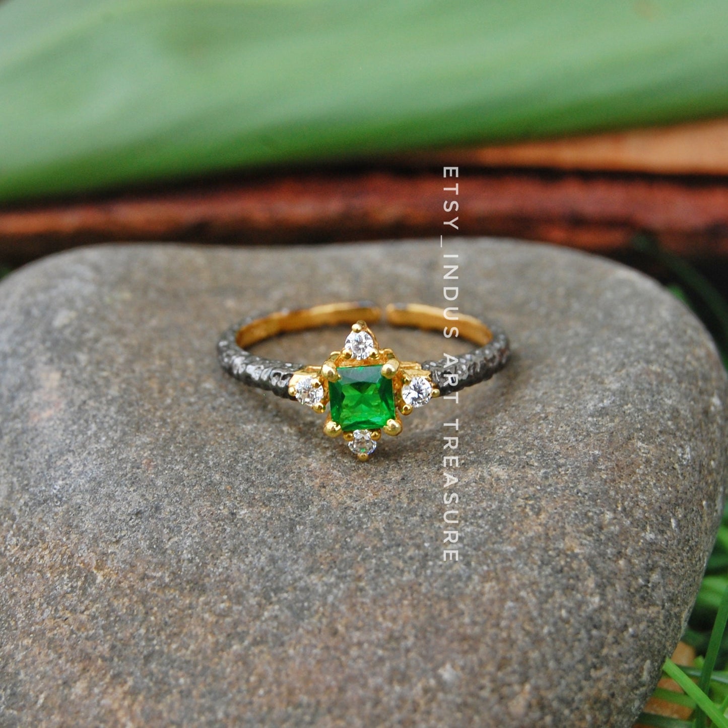 Emerald Dainty Gold Plated Ring