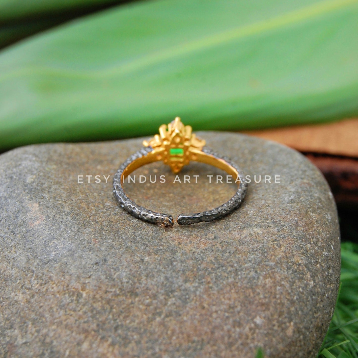 Emerald Dainty Gold Plated Ring