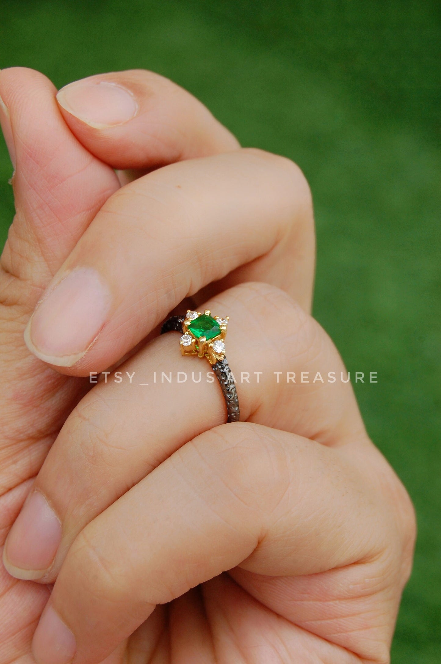 Emerald Dainty Gold Plated Ring