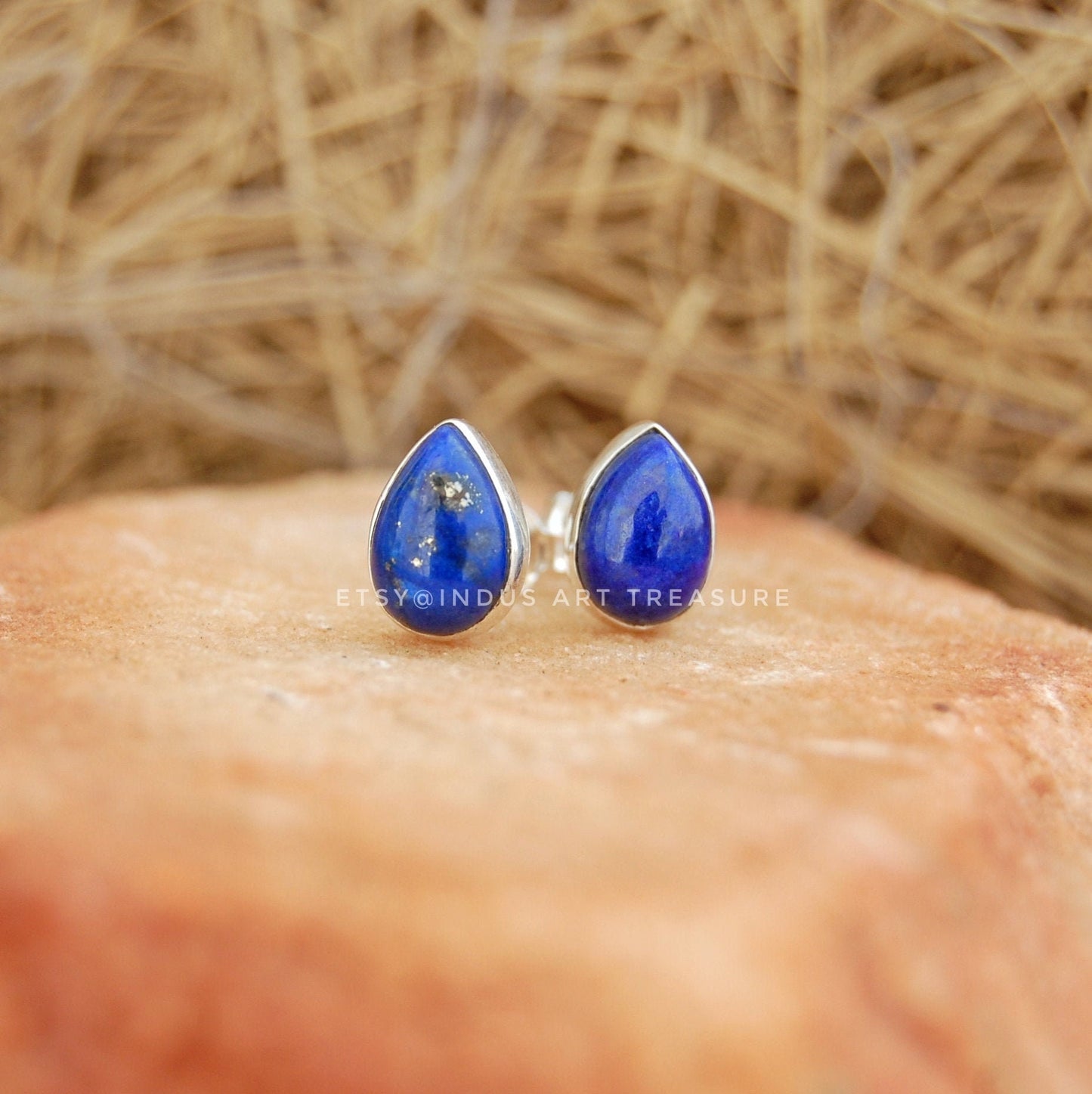Natural Lapis Stud Earrings