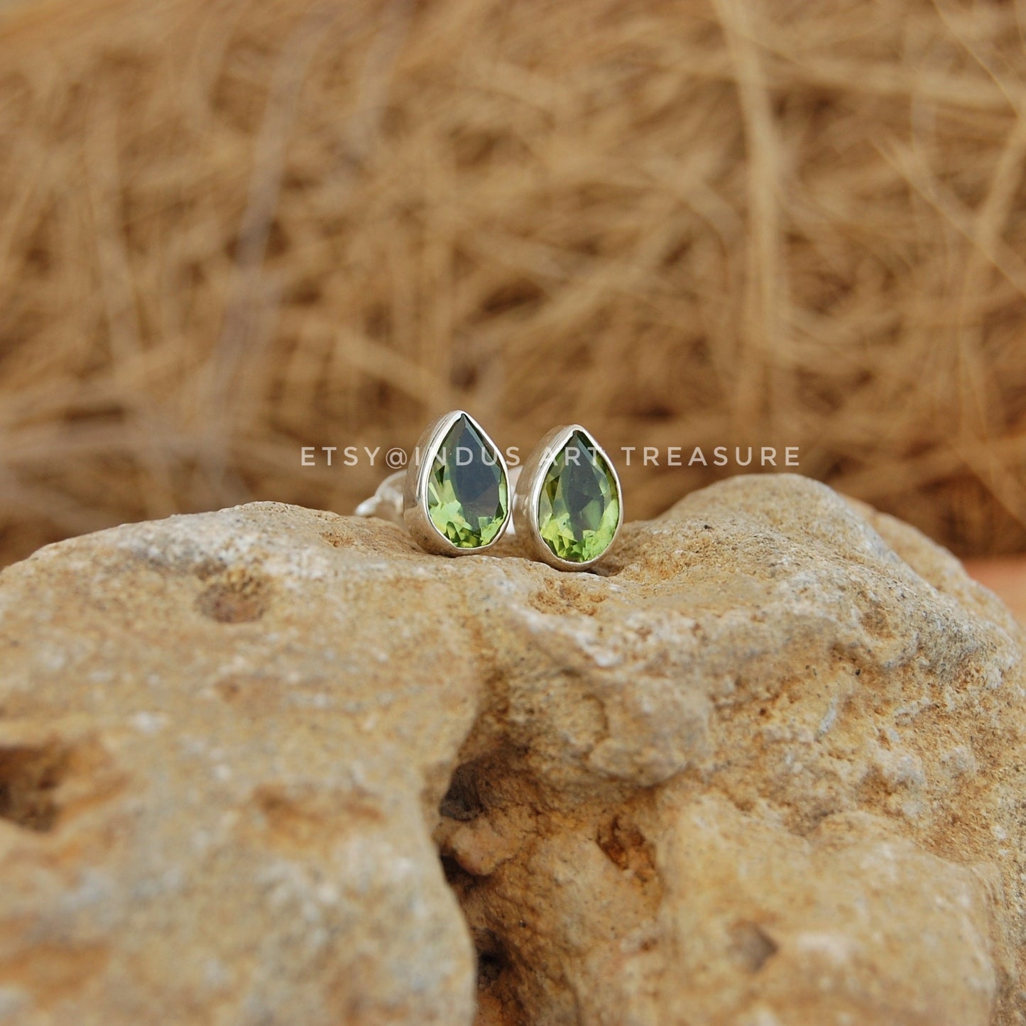 Peridot Pear Stud Earrings