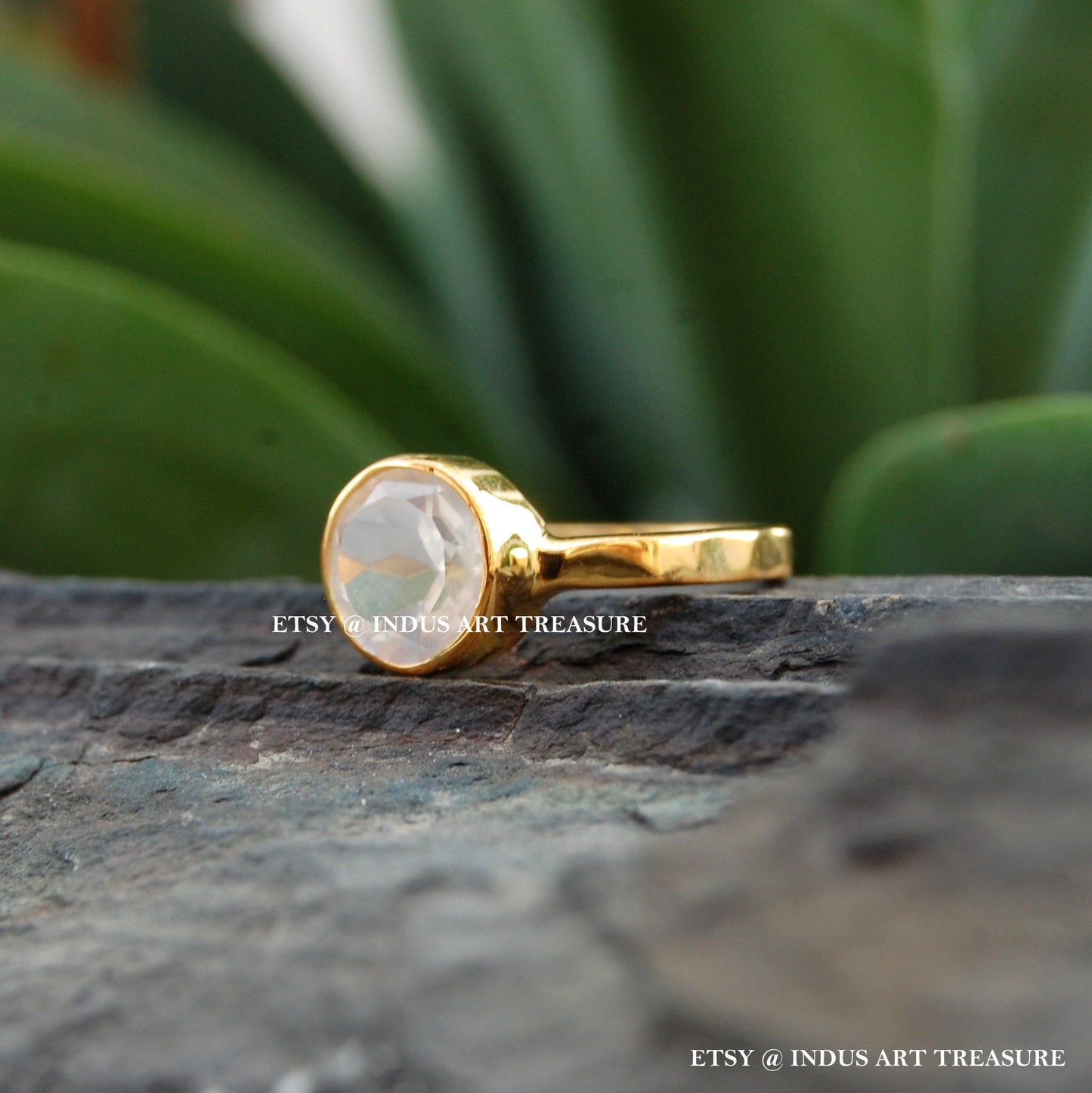 Rose Quartz Gold Plated Ring