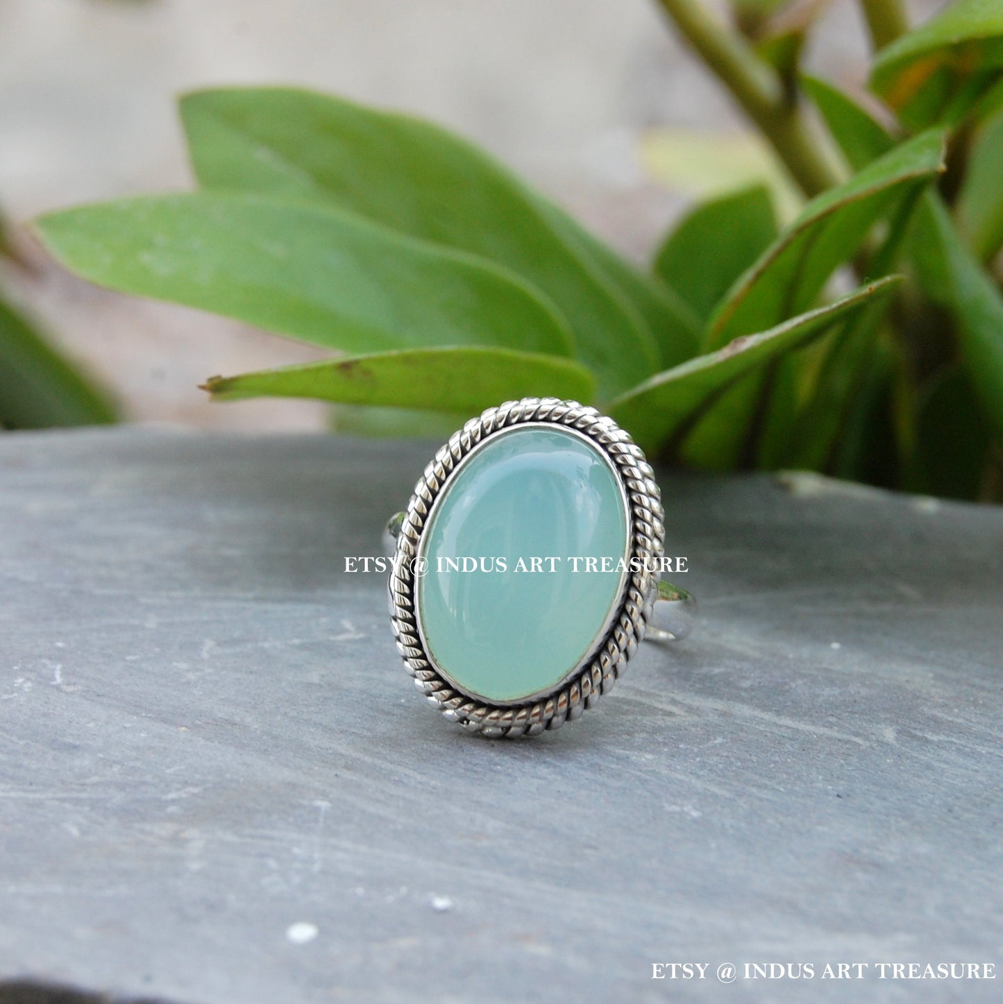 Aqua Chalcedony Ring