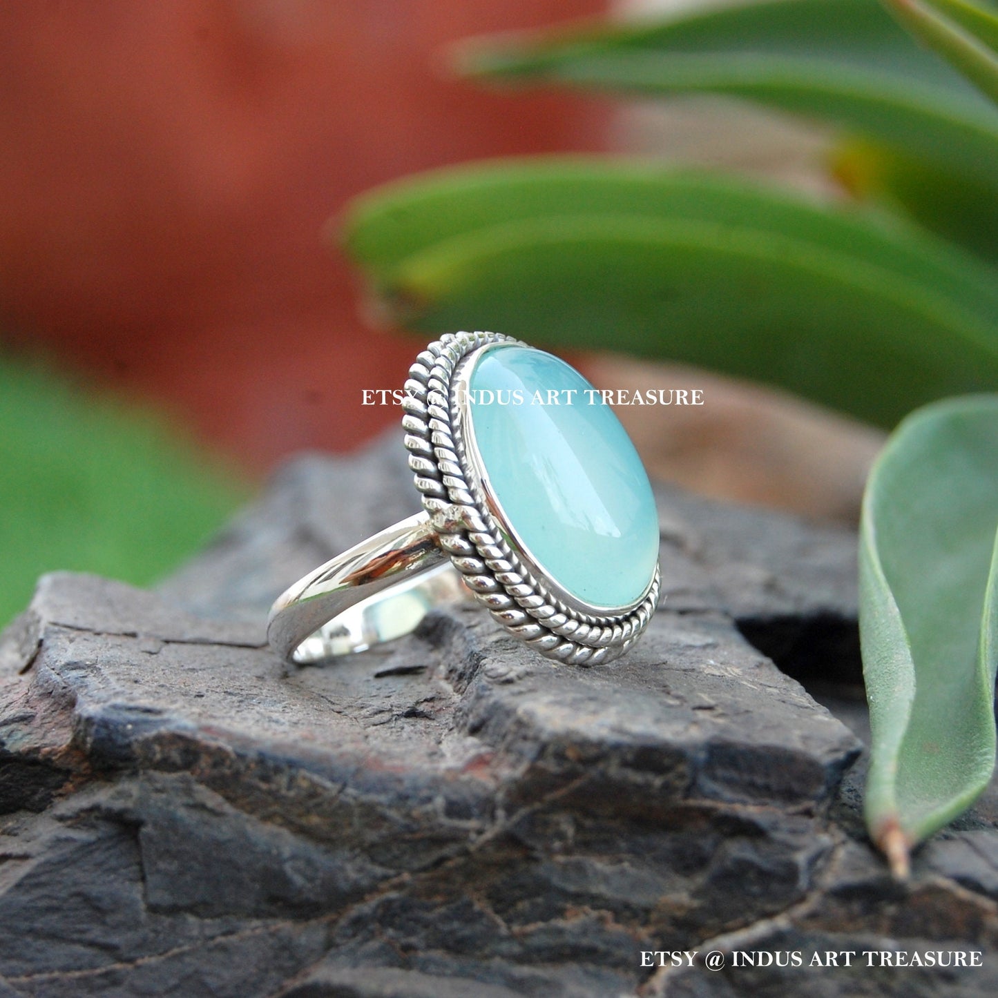 Aqua Chalcedony Ring