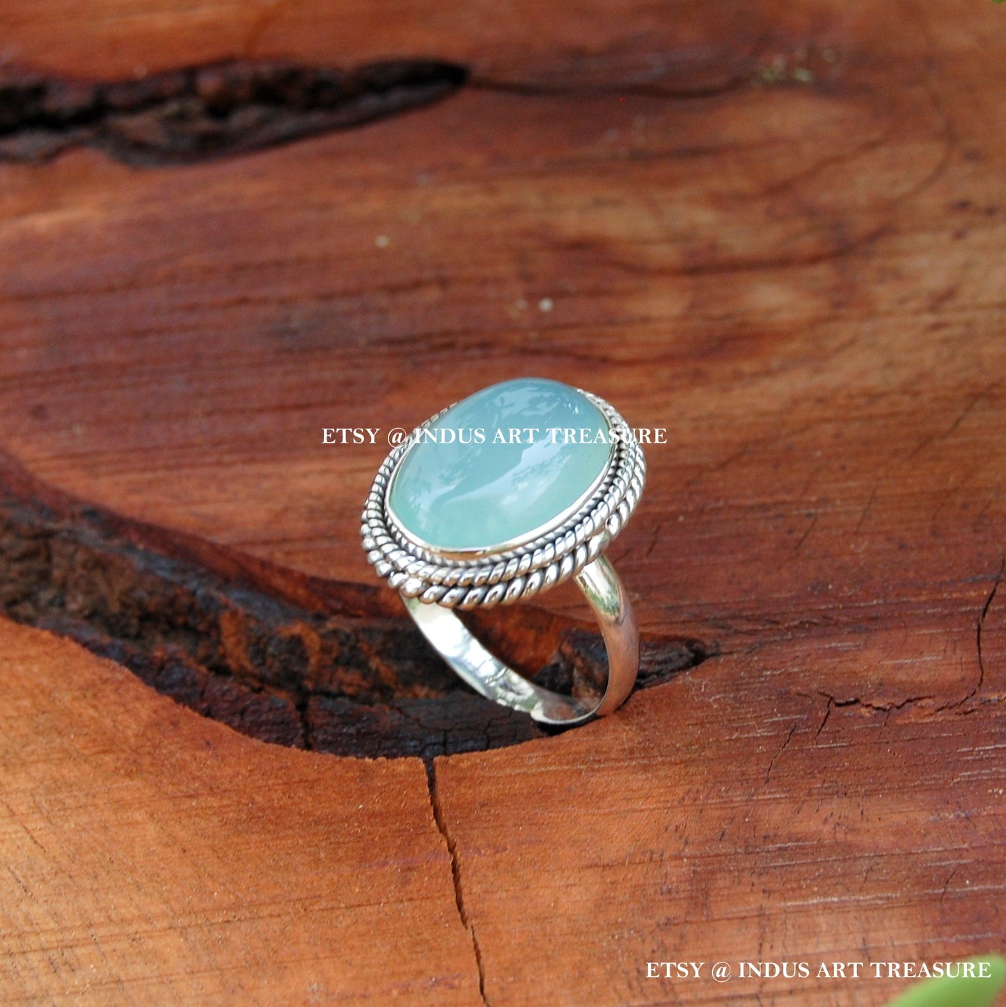 Aqua Chalcedony Ring