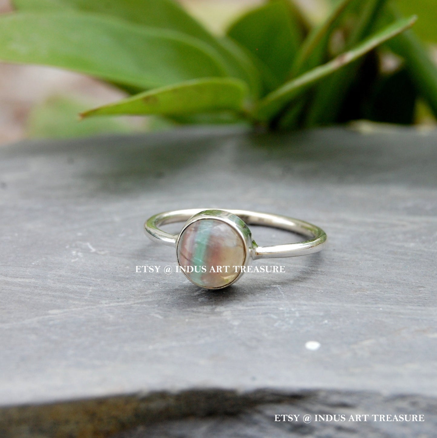 Multi Color Fluorite Ring