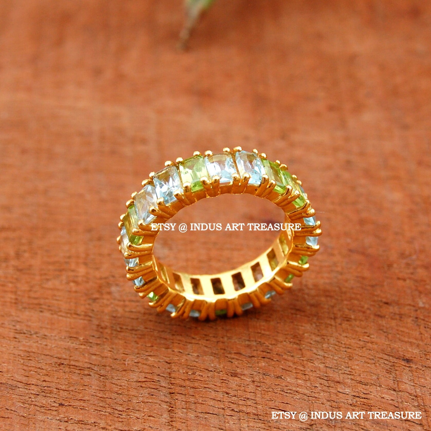 Moonstone - Peridot 18k Gold Plated Ring