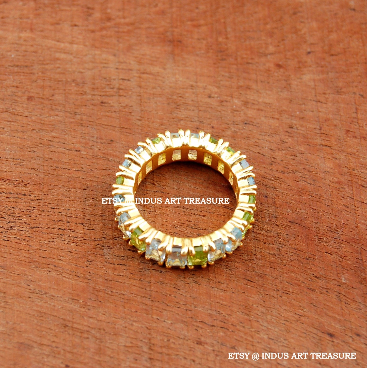 Moonstone - Peridot 18k Gold Plated Ring