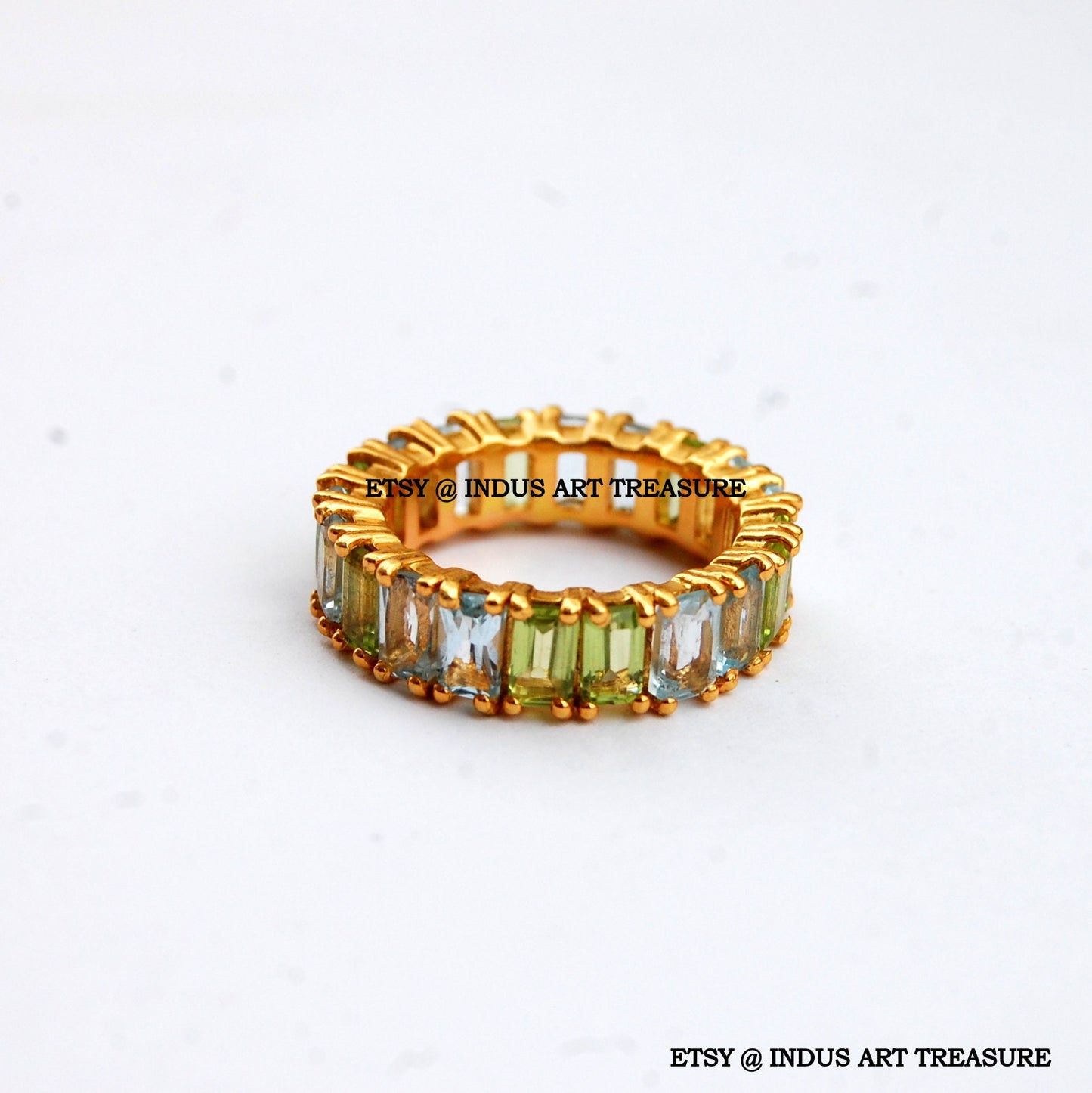 Moonstone - Peridot 18k Gold Plated Ring