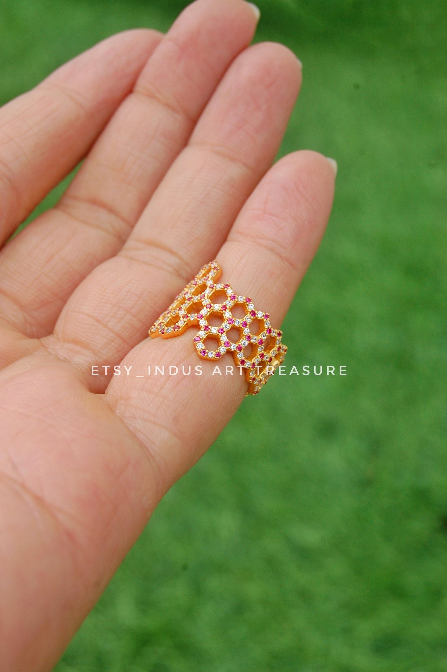 Pink Tourmaline- White Topaz Eternity Wide Band Ring