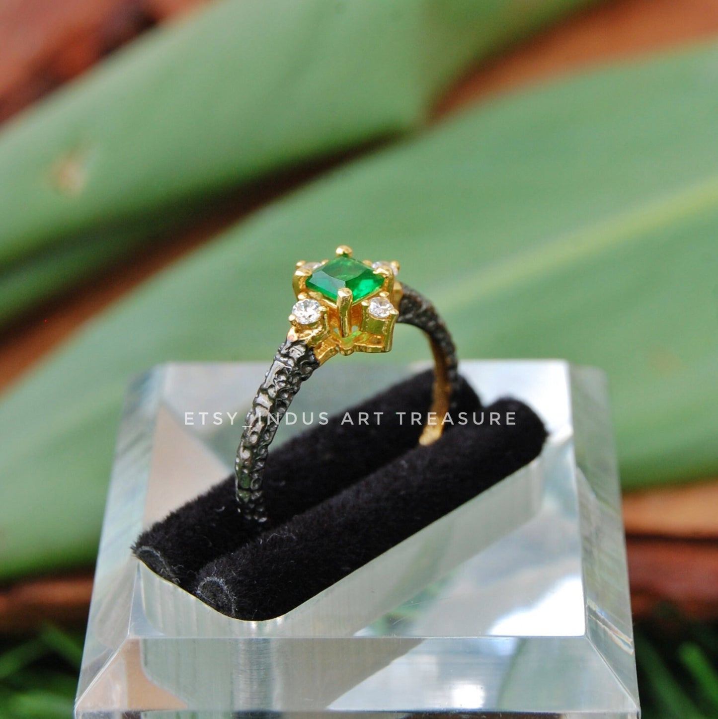 Emerald Dainty Gold Plated Ring