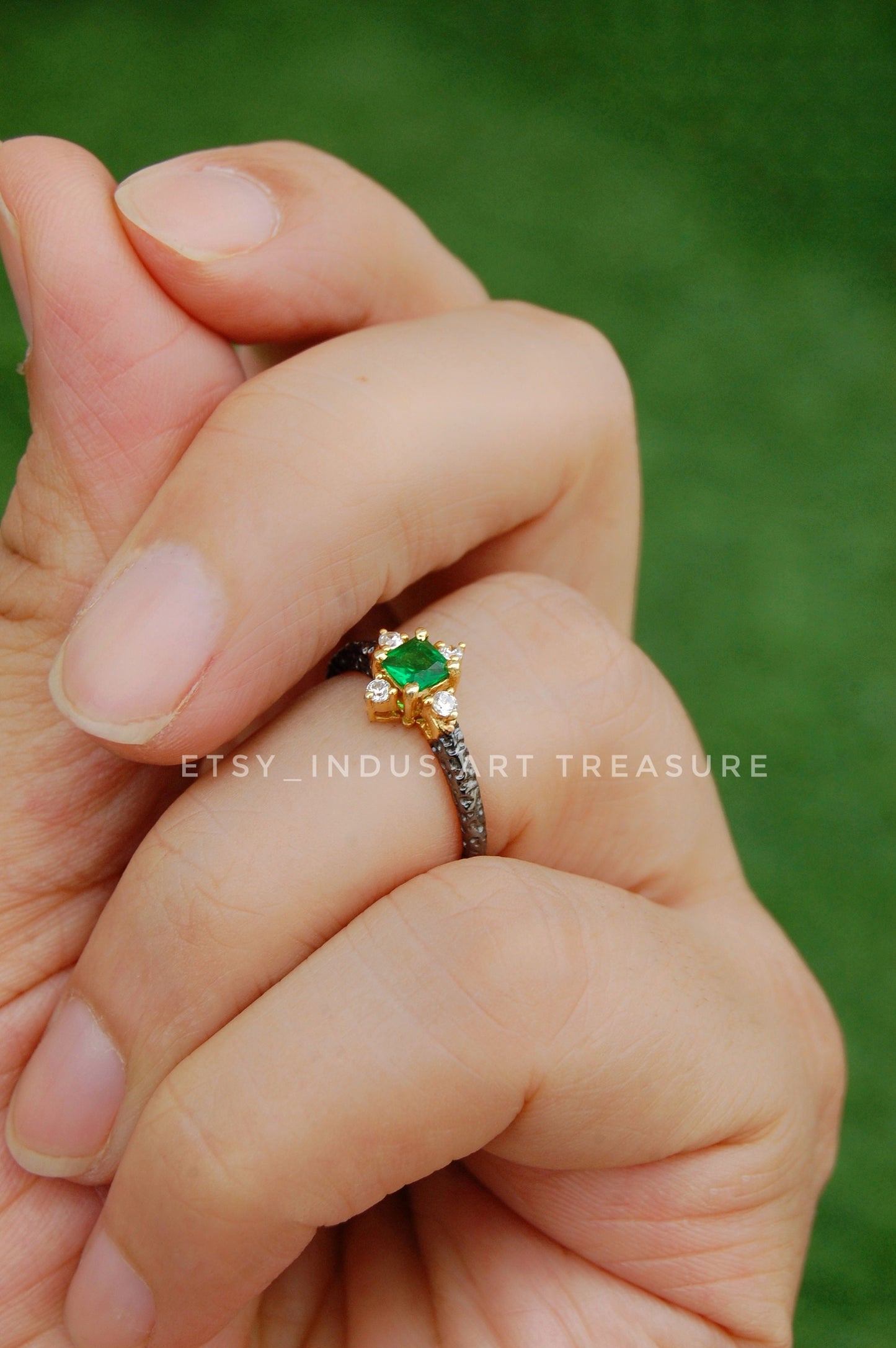 Emerald Dainty Gold Plated Ring