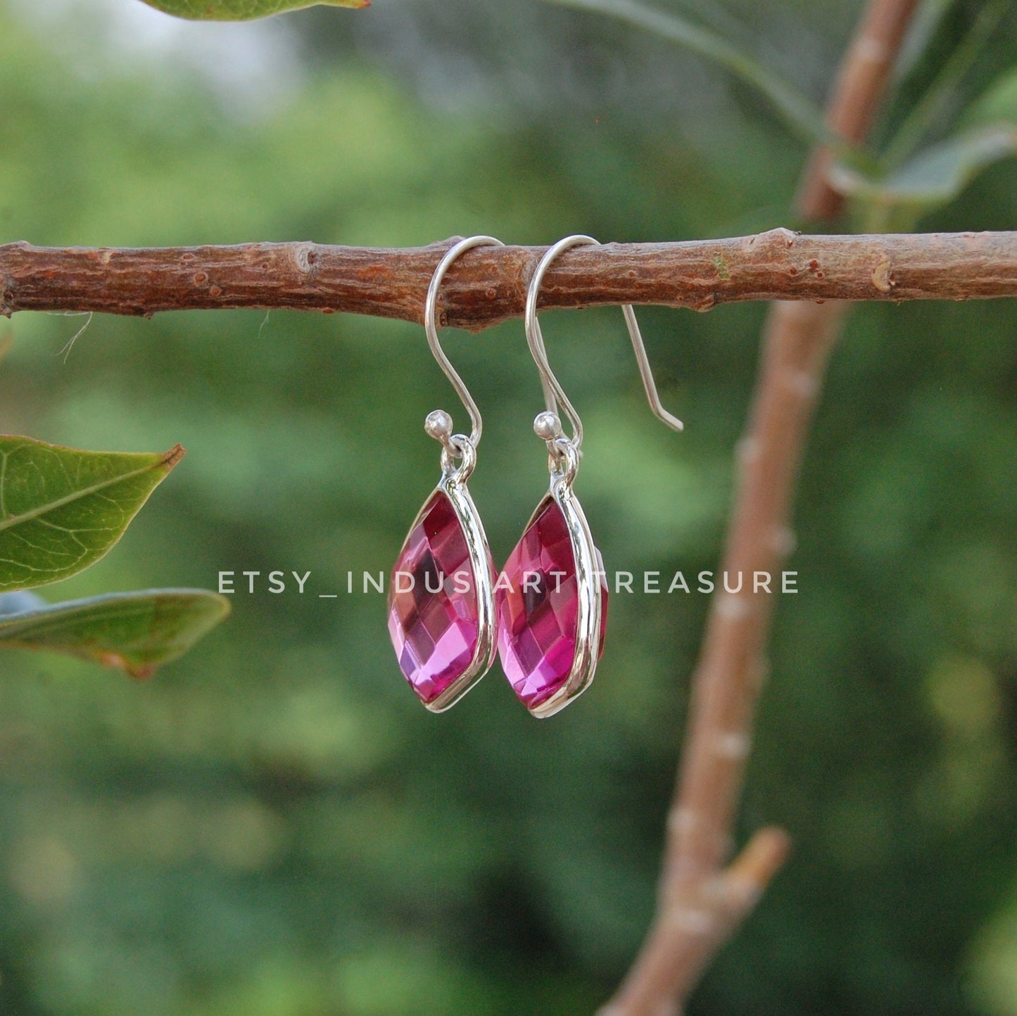 Pink Tourmaline Shield Shape Earrings
