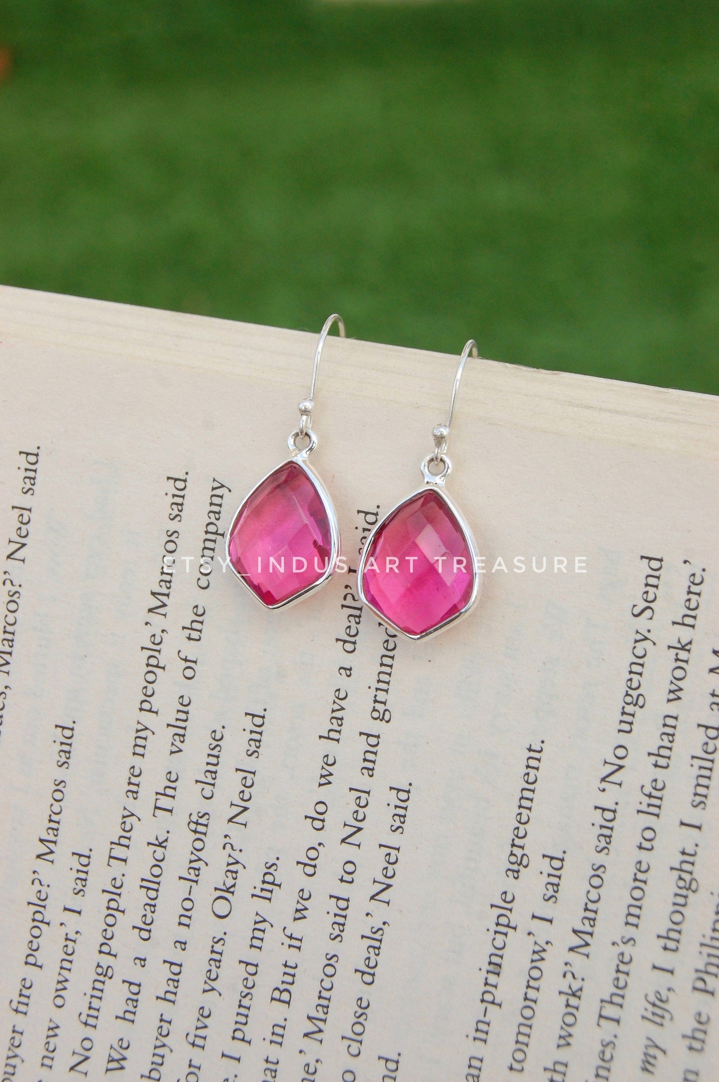 Pink Tourmaline Shield Shape Earrings