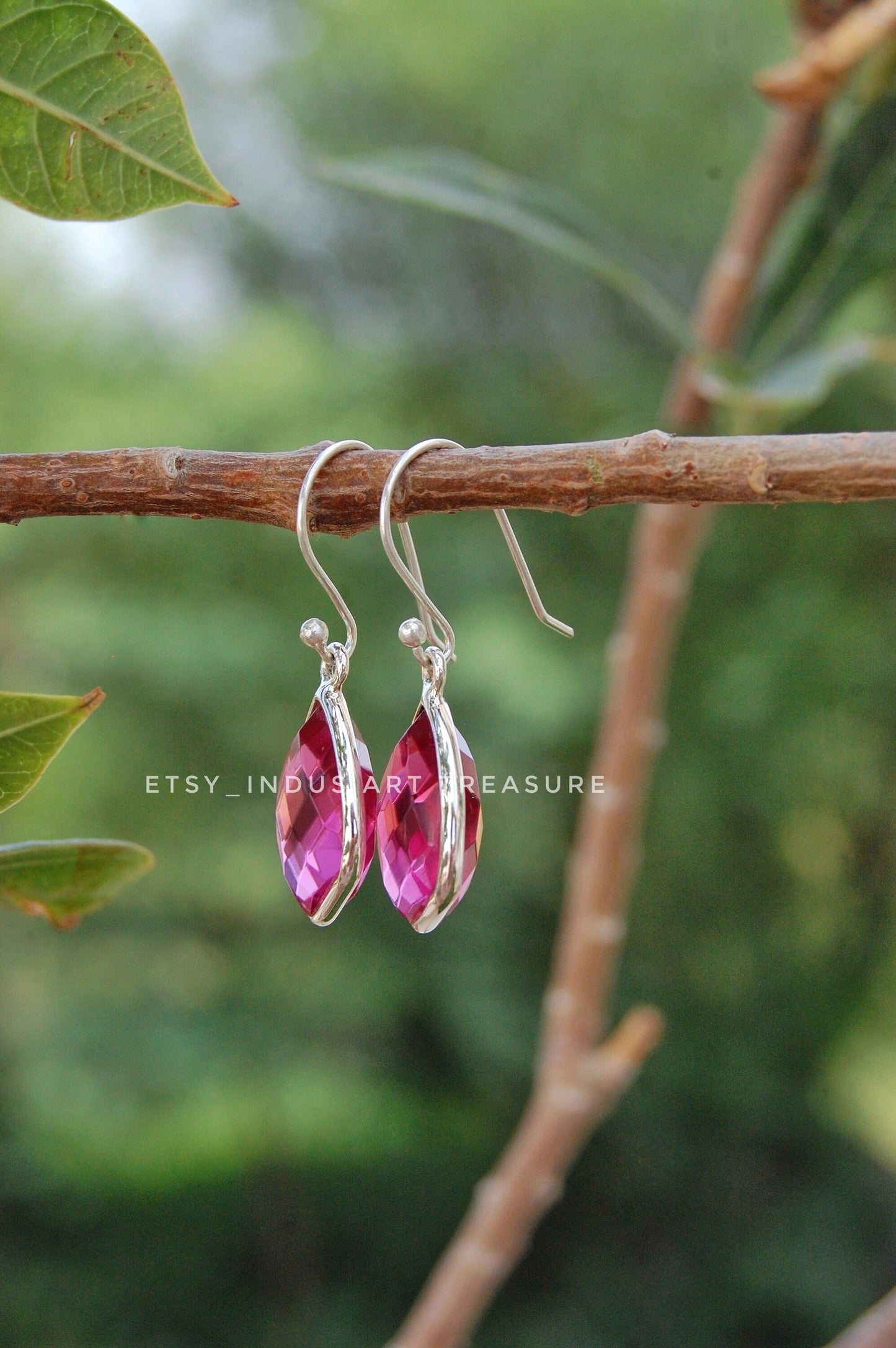 Pink Tourmaline Shield Shape Earrings