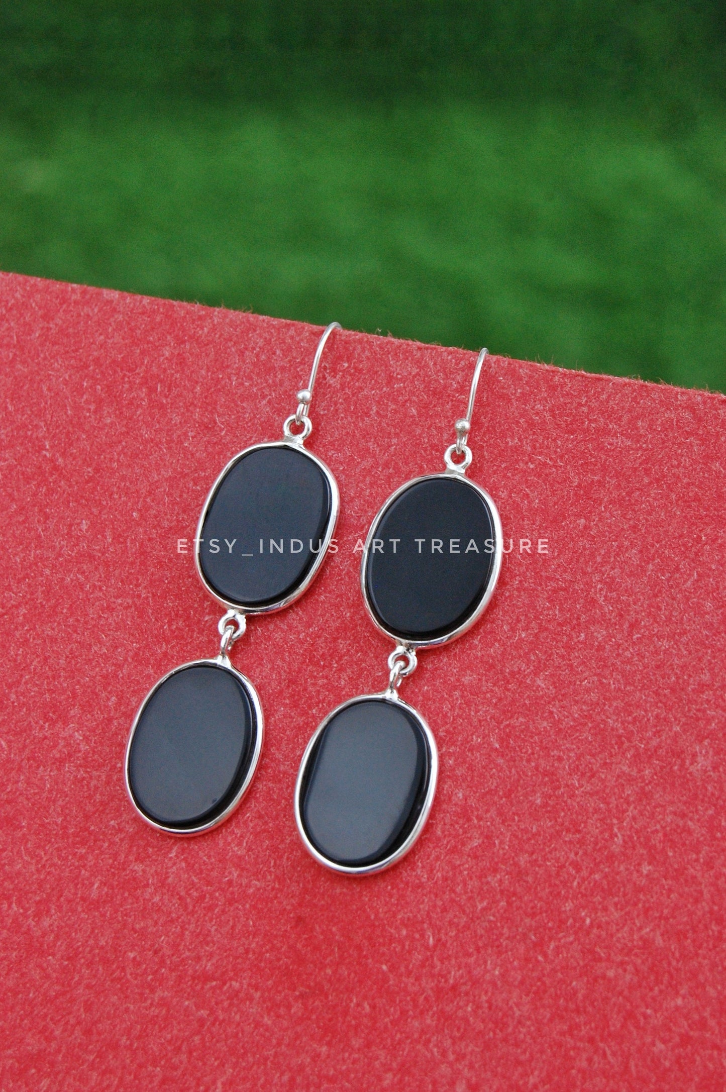 Black Onyx Long Drop Earrings