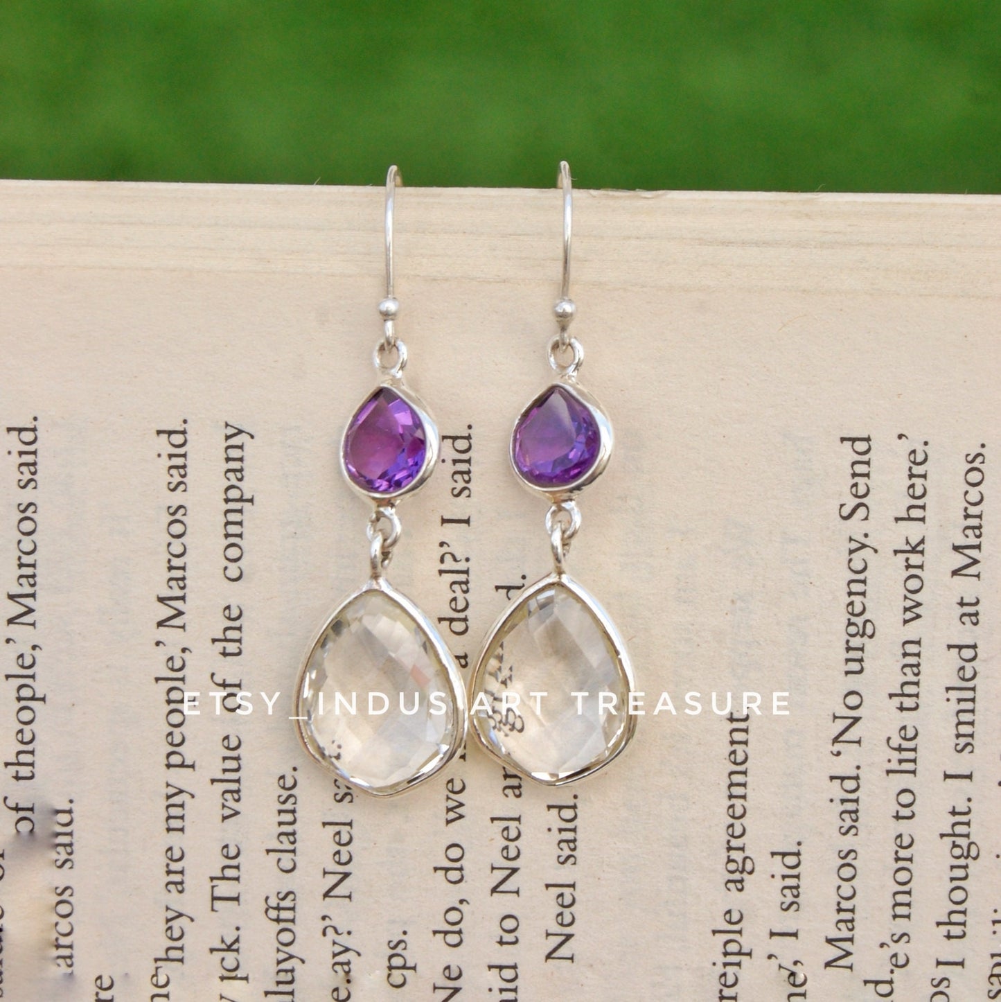 Amethyst - Quartz Dangle Earrings