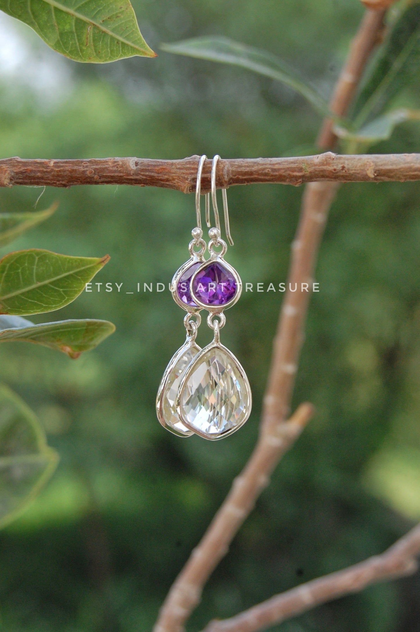 Amethyst - Quartz Dangle Earrings