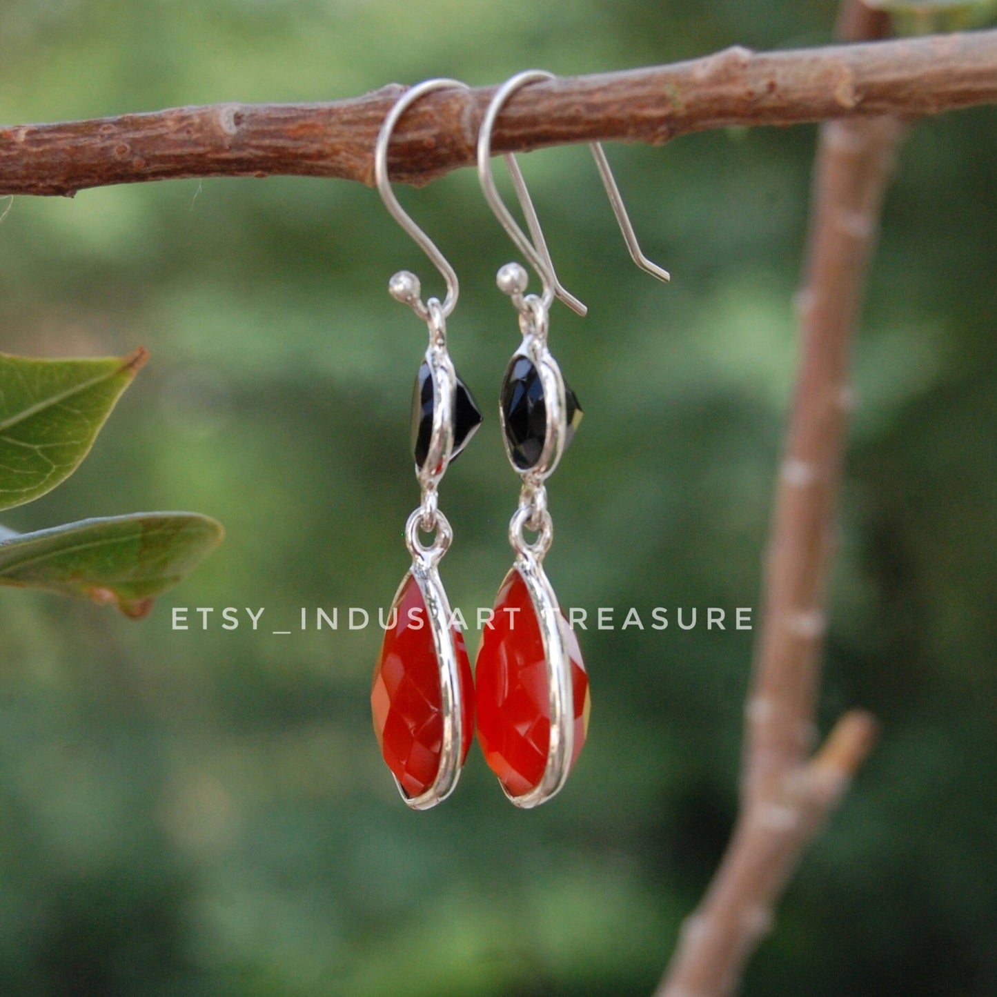 Ruby -Black Onyx Dangle Earrings