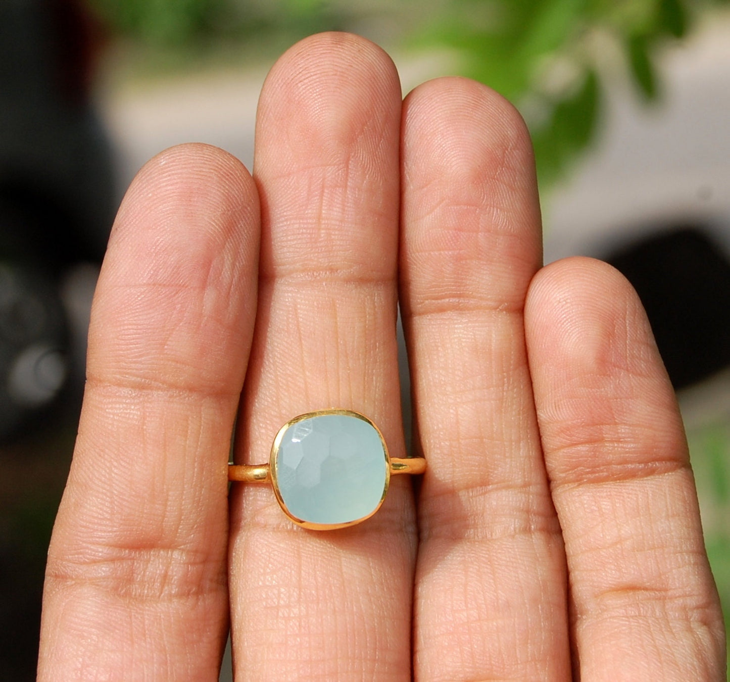 Aqua Chalcedony Ring