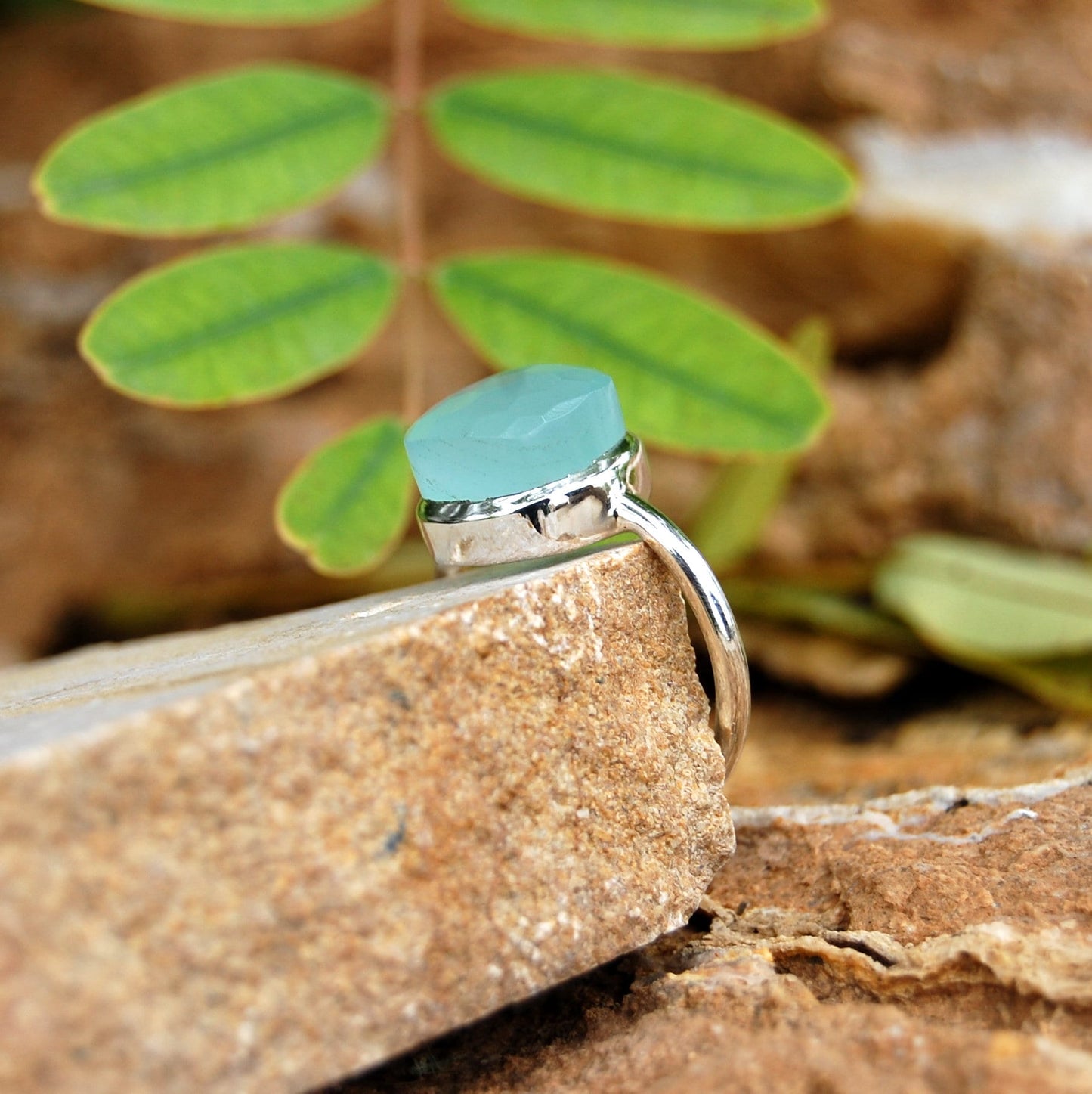 Aqua Chalcedony Ring