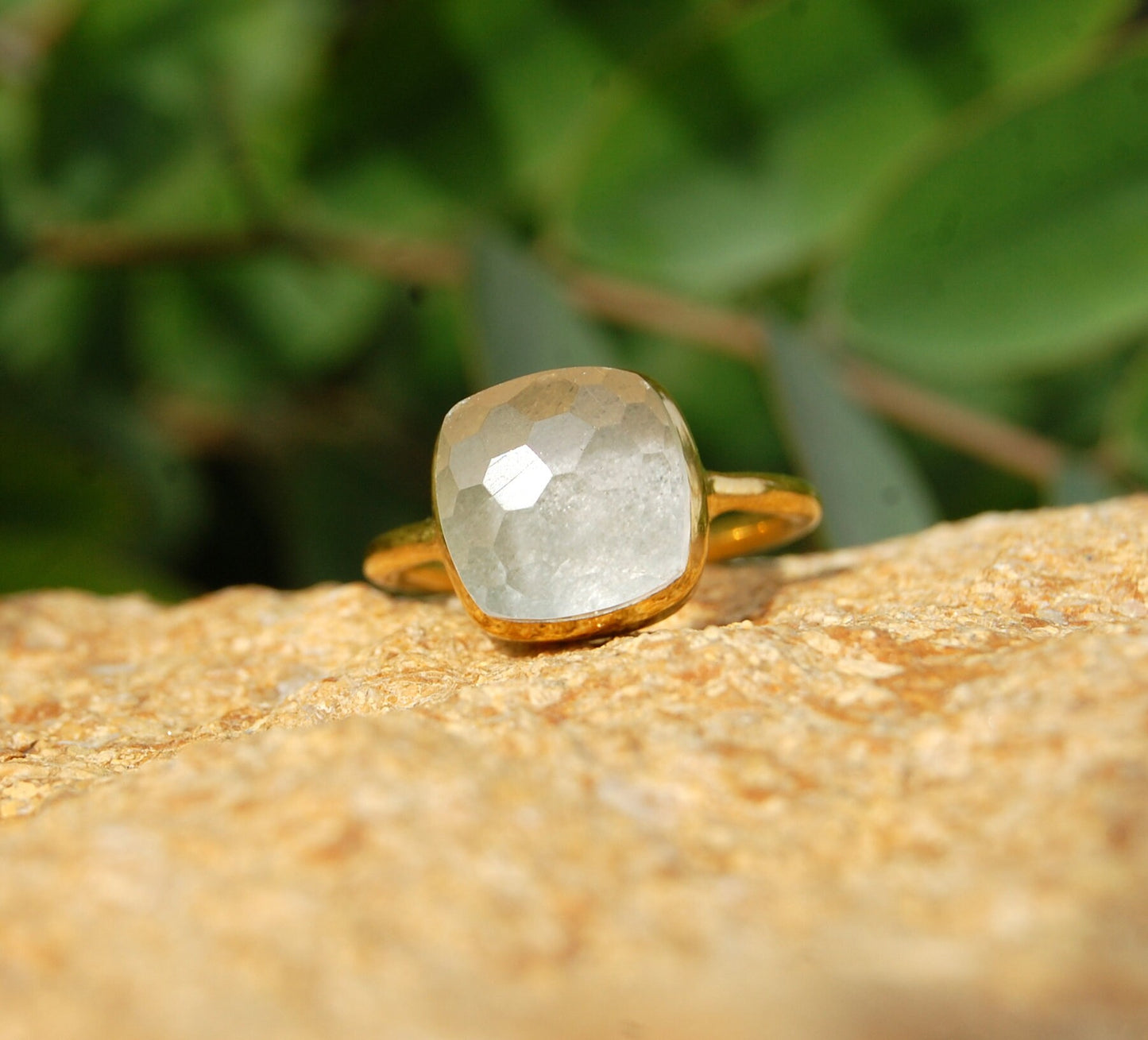 Clear Crystal 18k Gold Plated Ring