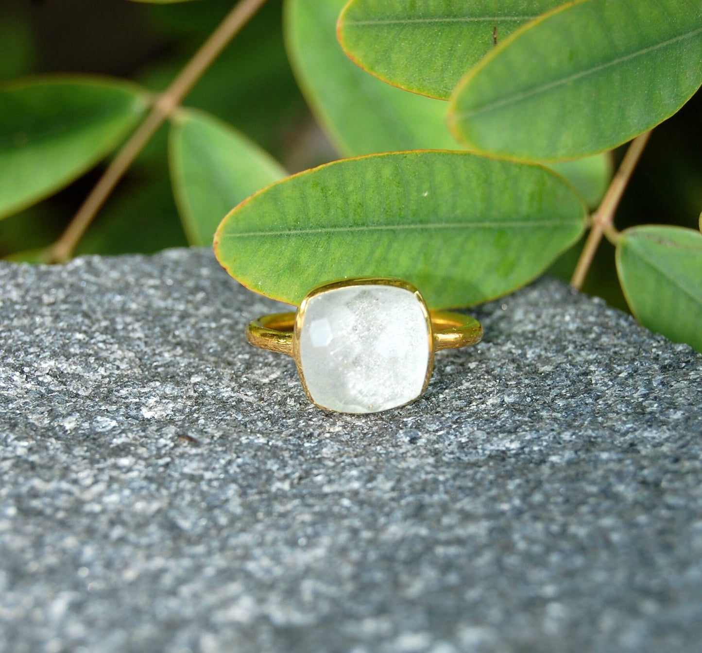 Clear Crystal 18k Gold Plated Ring