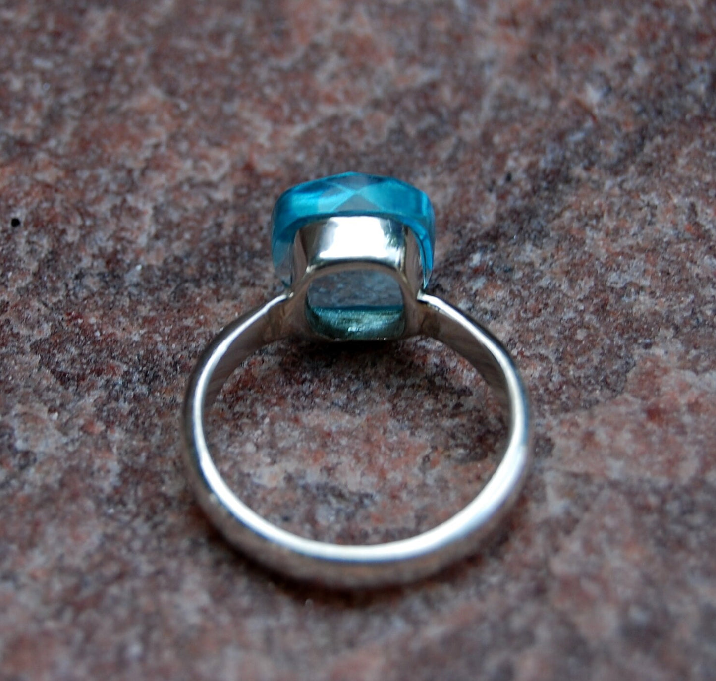 Blue Topaz Honey Comb Ring
