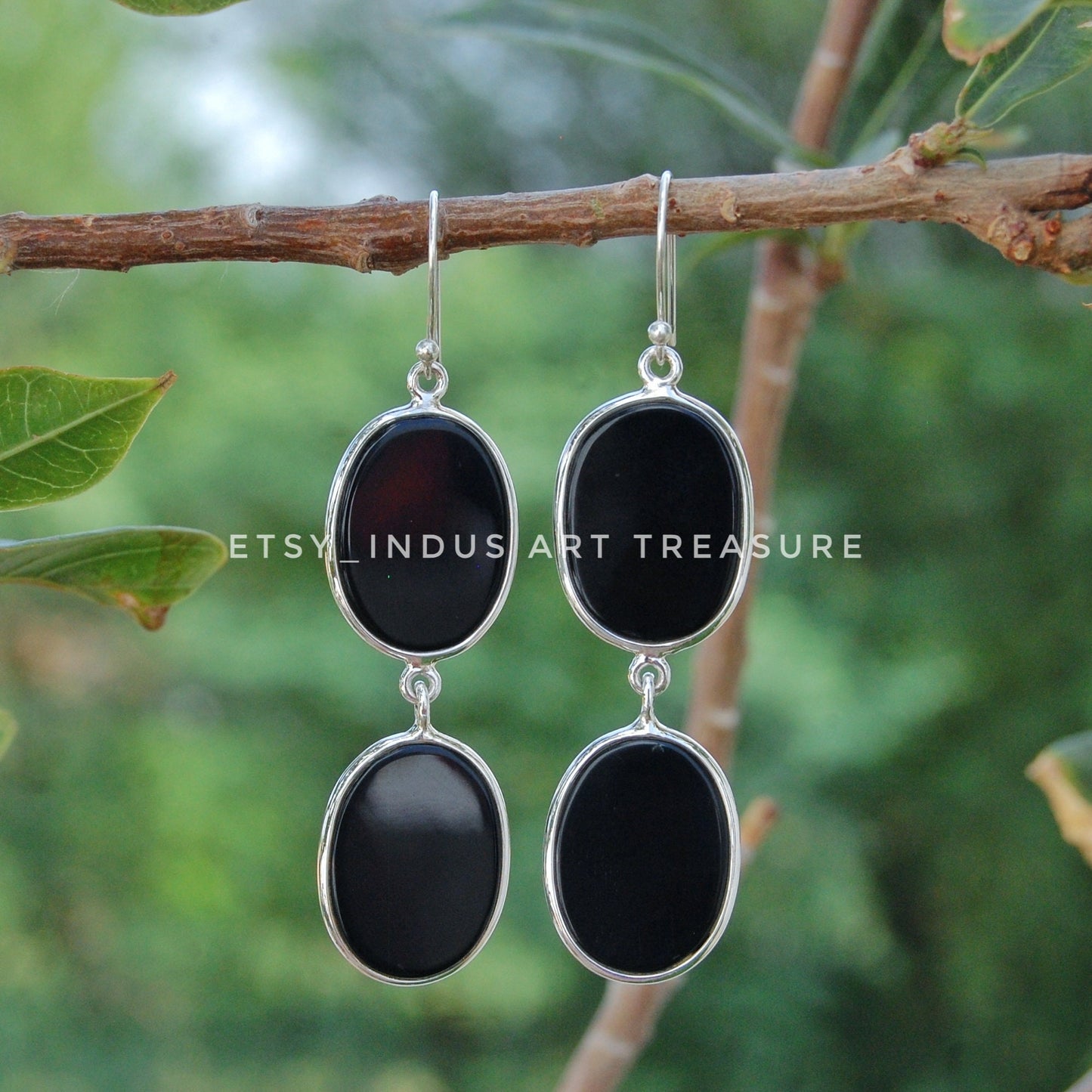Black Onyx Long Drop Earrings