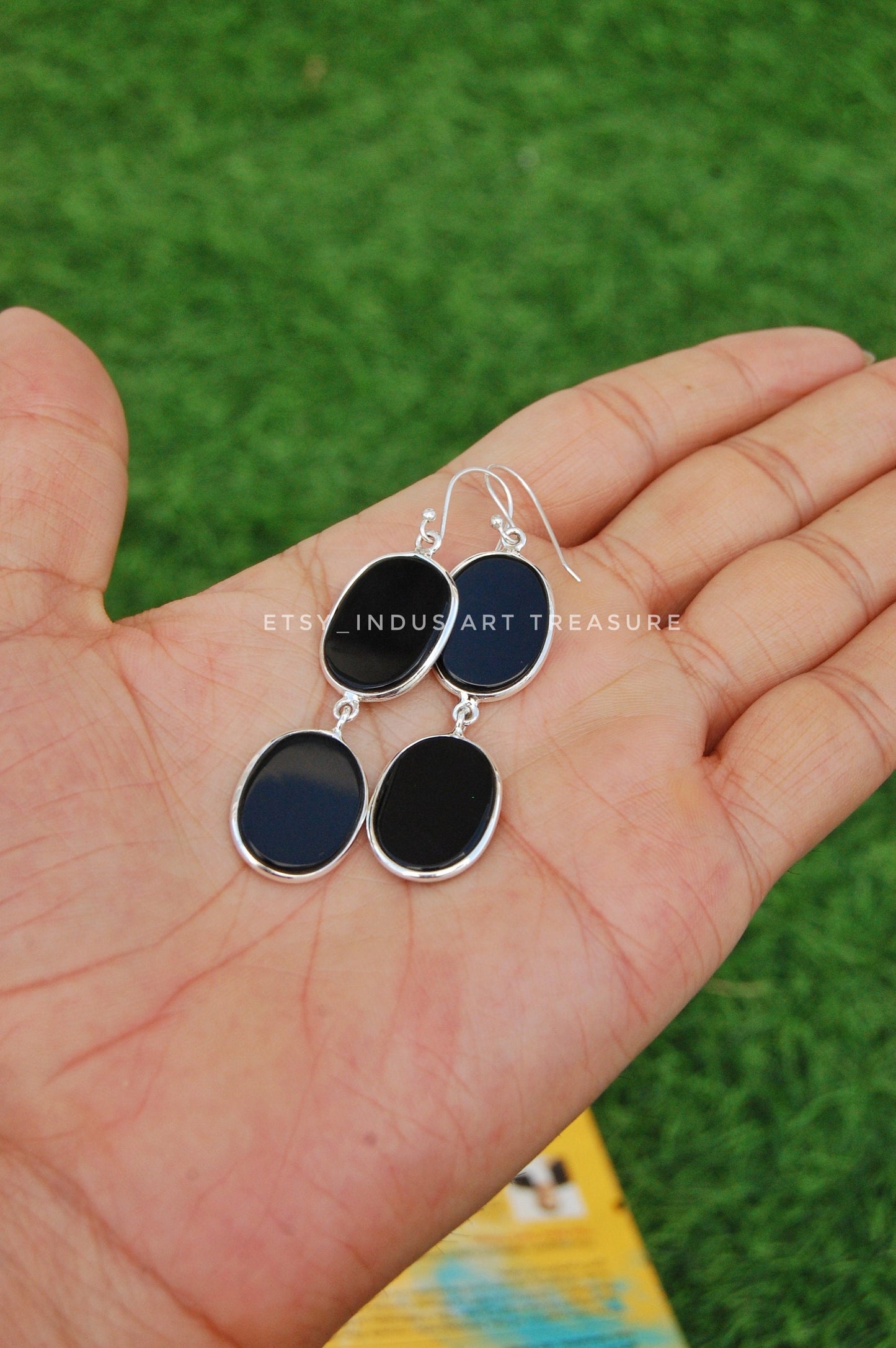Black Onyx Long Drop Earrings