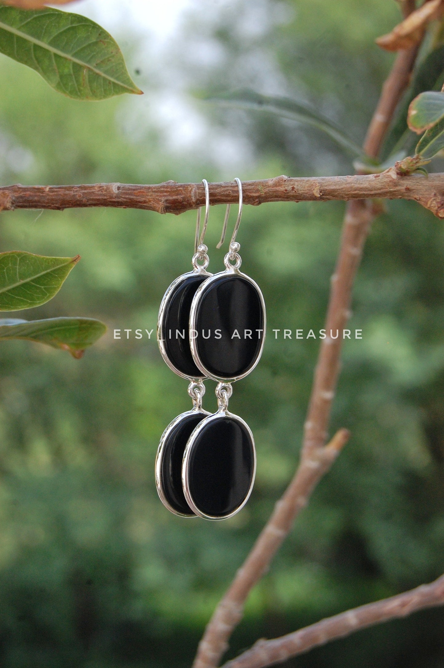 Black Onyx Long Drop Earrings