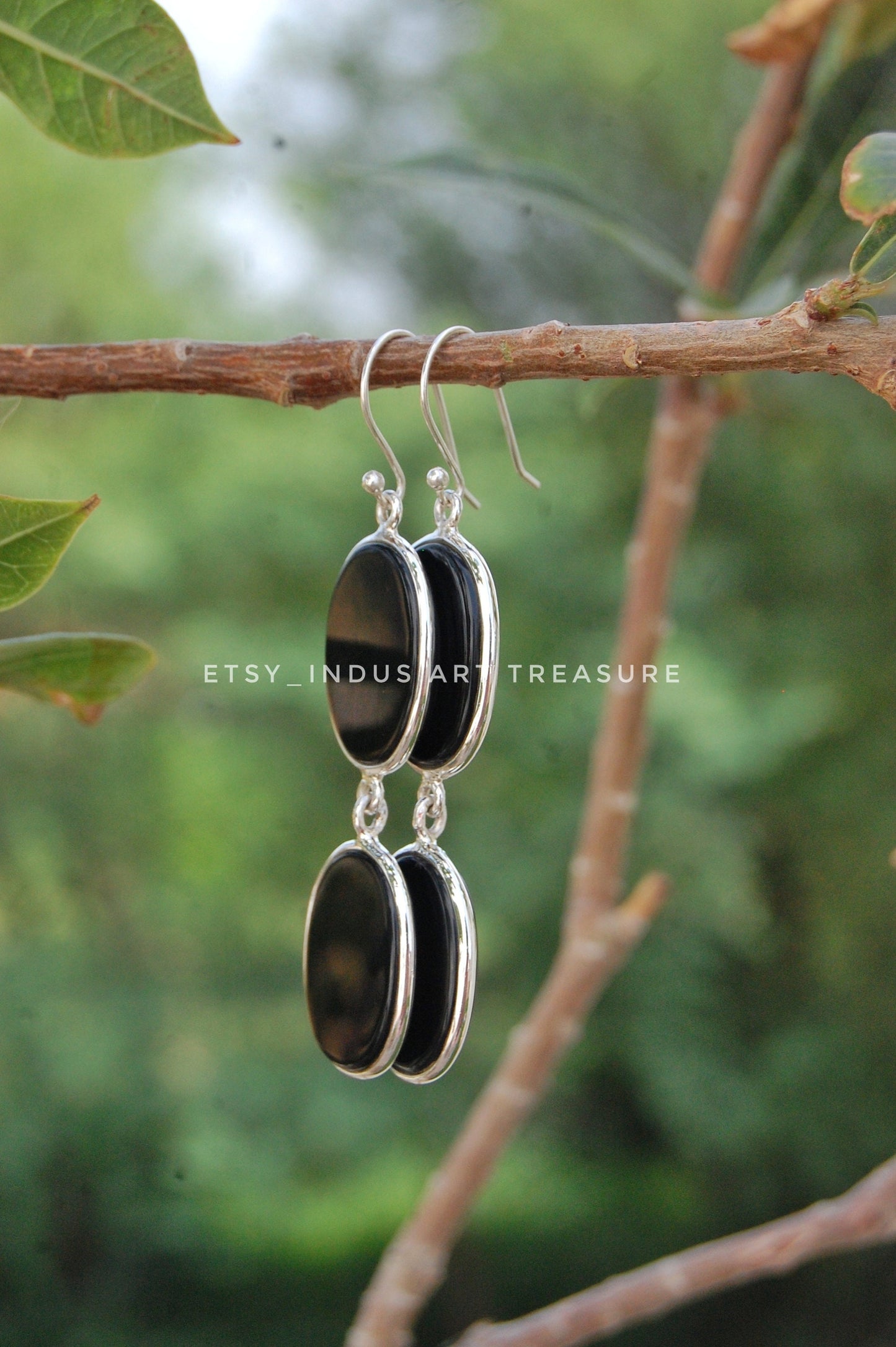 Black Onyx Long Drop Earrings