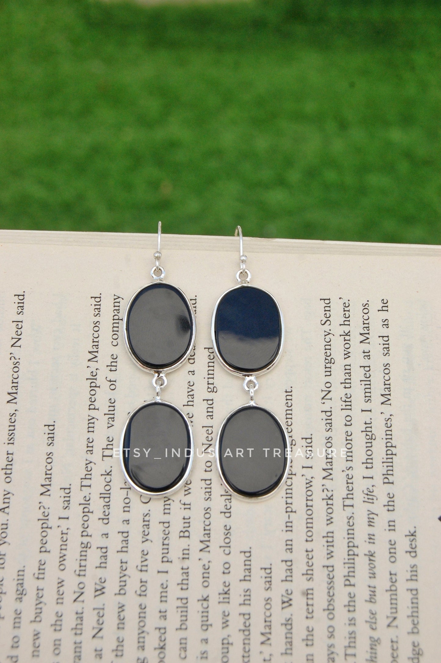 Black Onyx Long Drop Earrings
