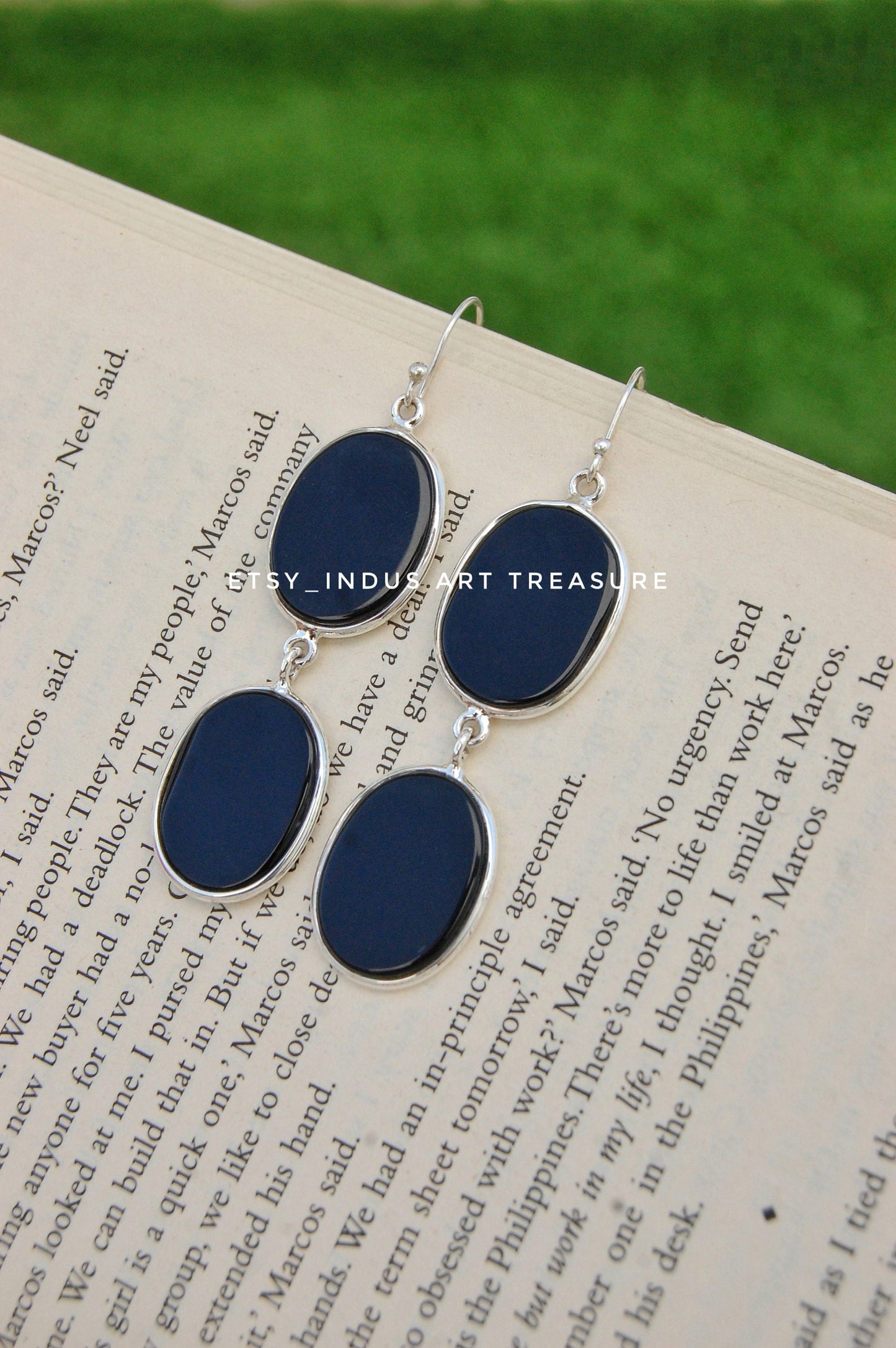 Black Onyx Long Drop Earrings