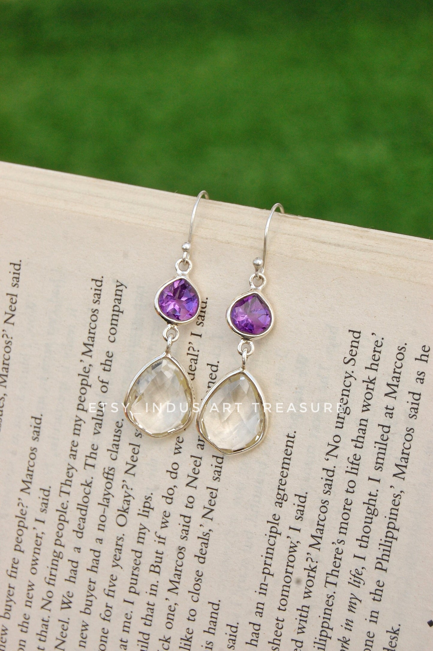 Amethyst - Quartz Dangle Earrings