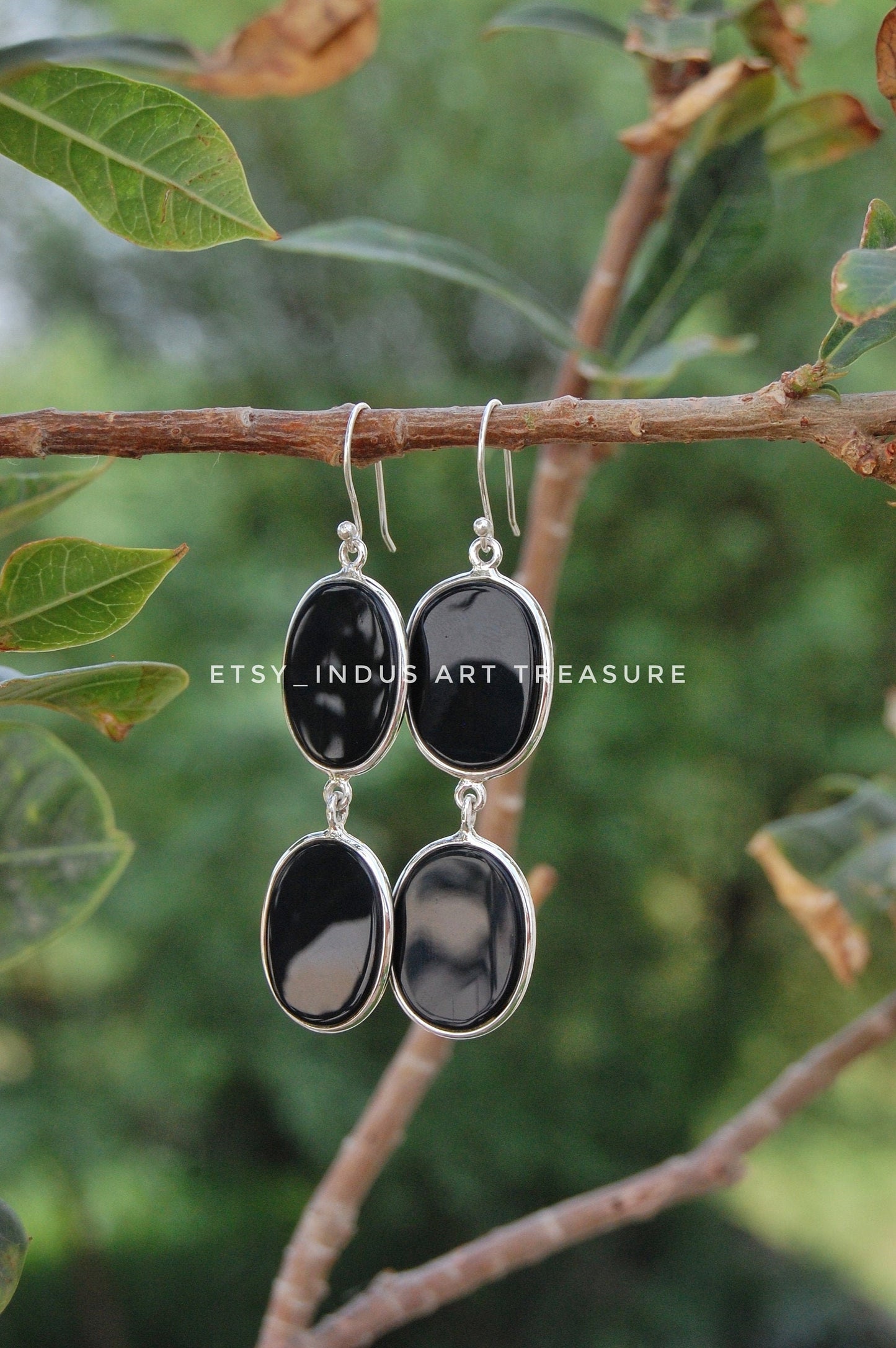 Black Onyx Long Drop Earrings