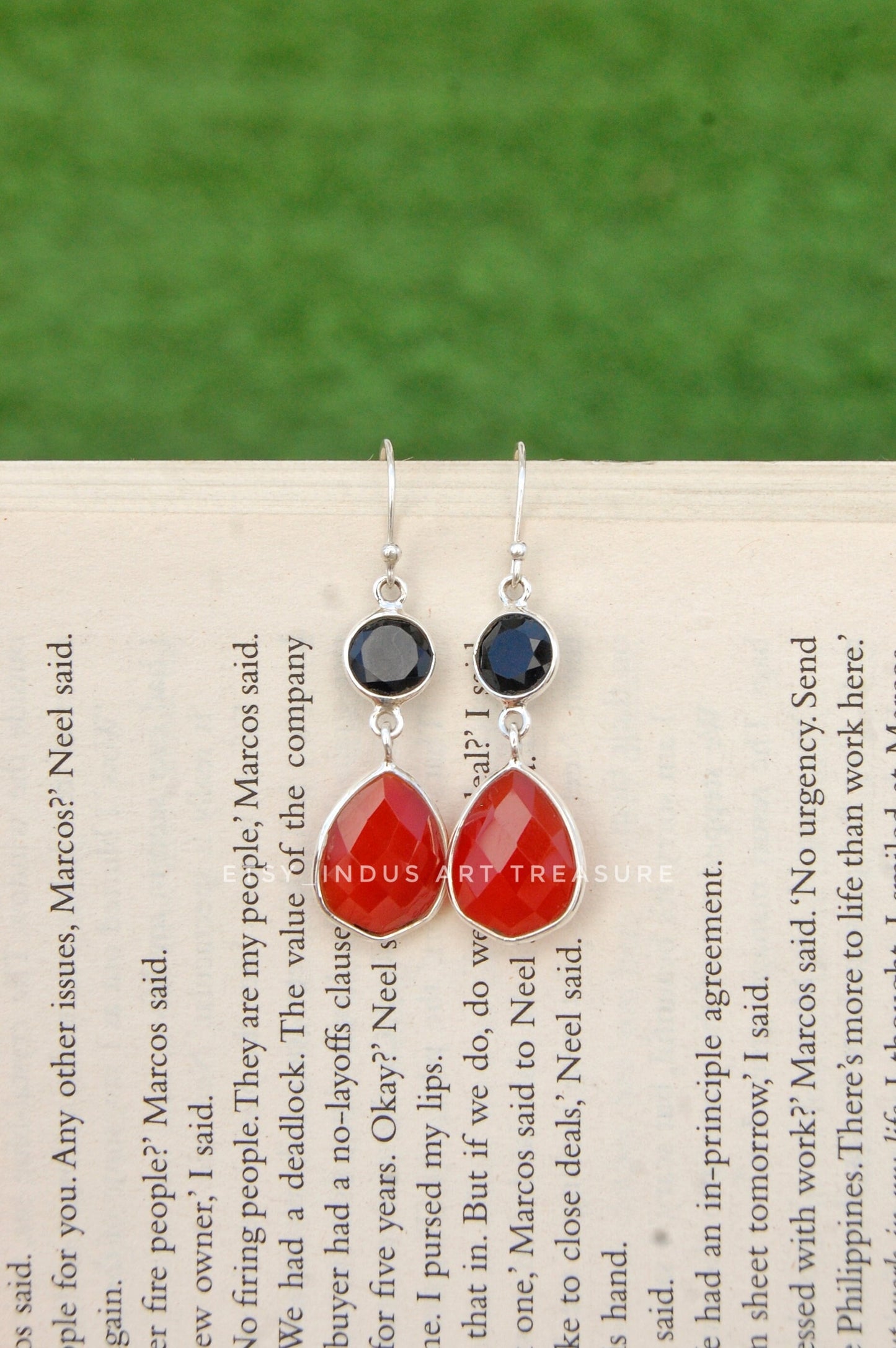 Ruby -Black Onyx Dangle Earrings