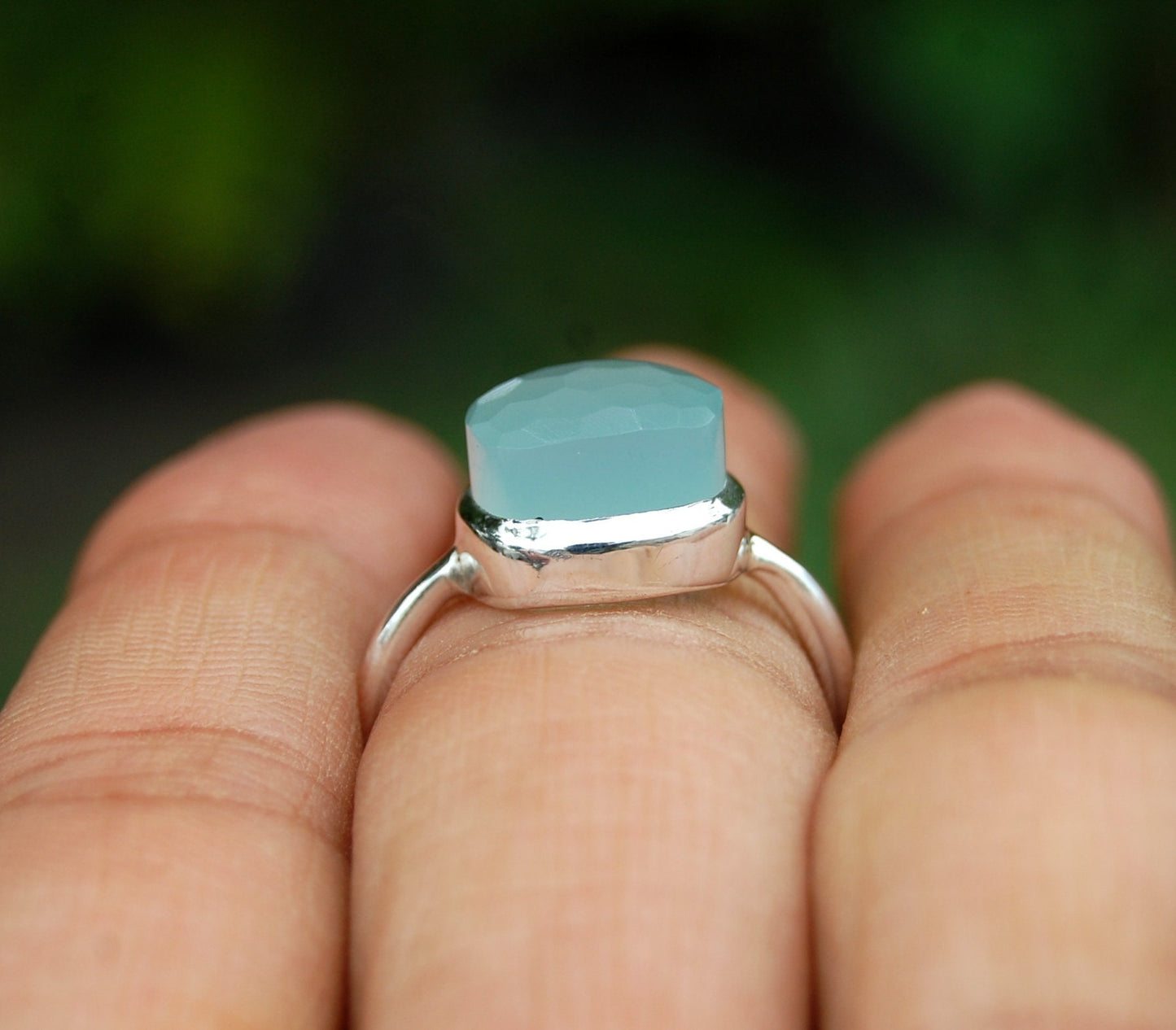 Aqua Chalcedony Ring