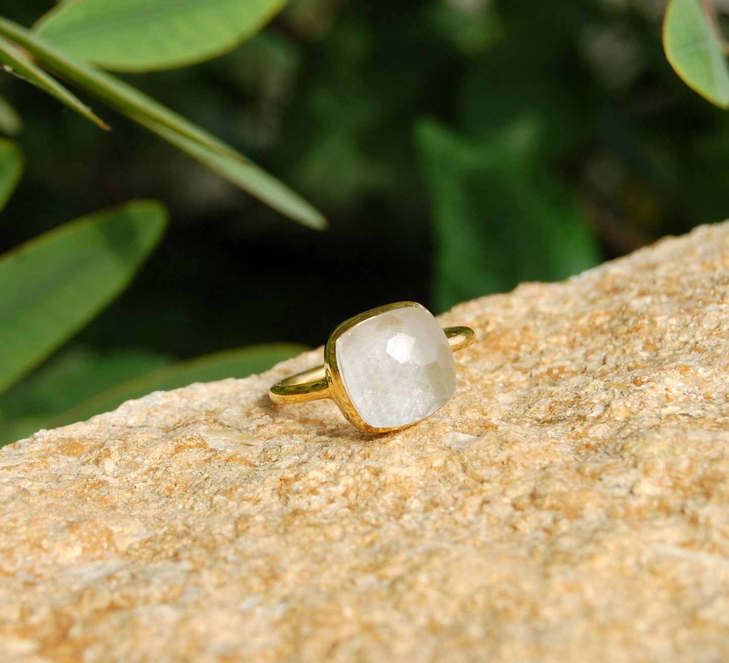 Clear Crystal 18k Gold Plated Ring