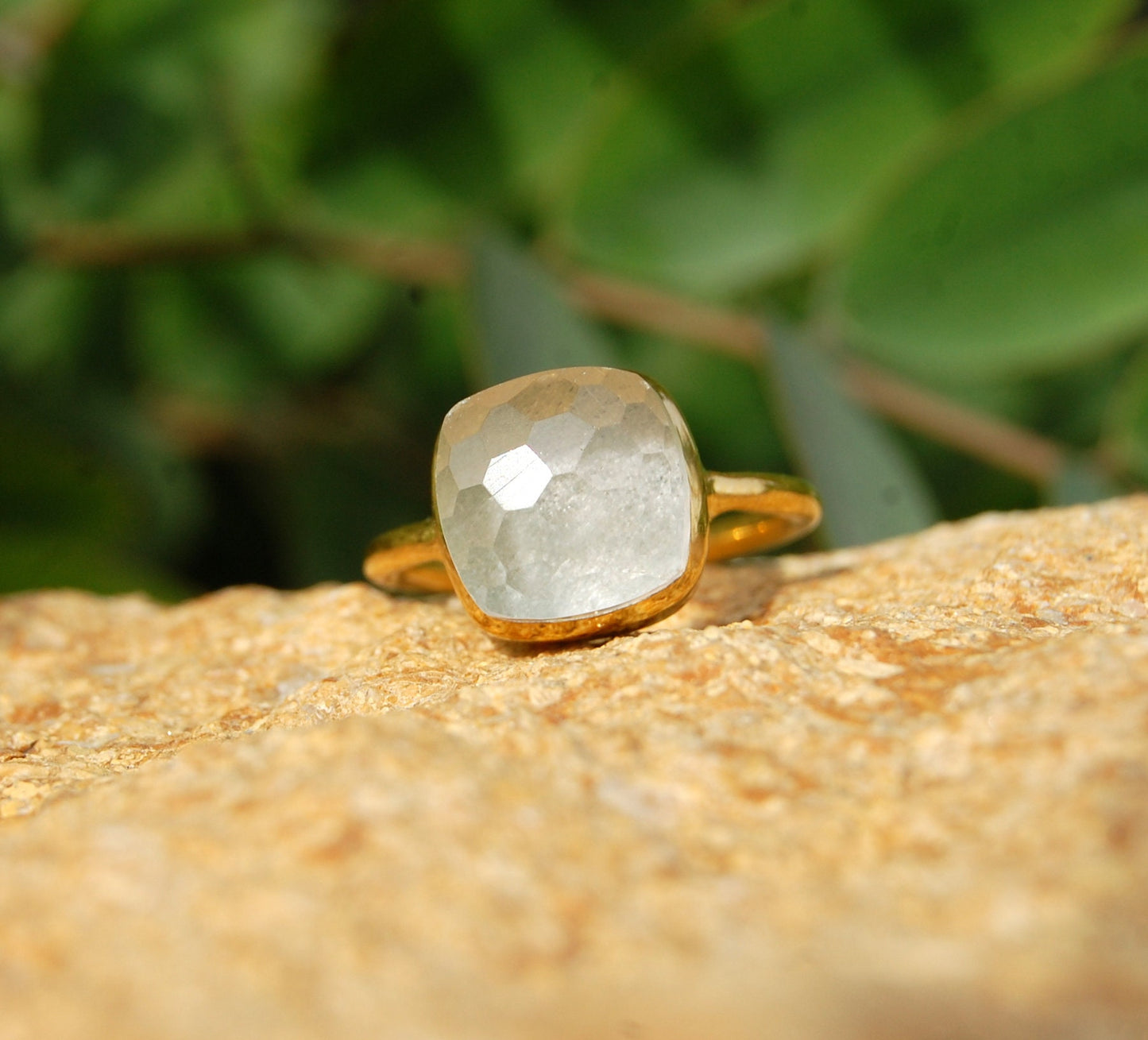 Clear Crystal 18k Gold Plated Ring