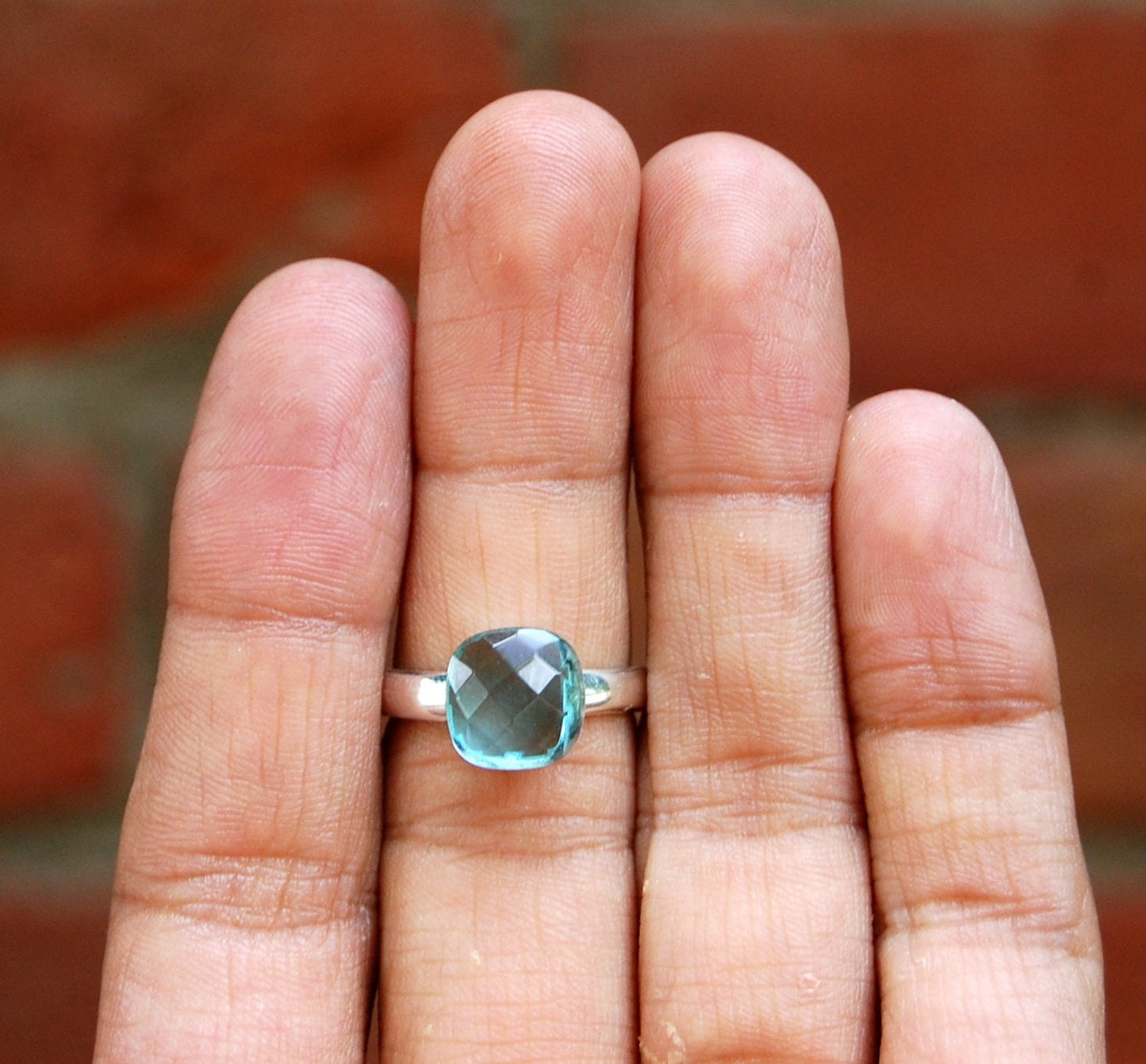 Blue Topaz Honey Comb Ring