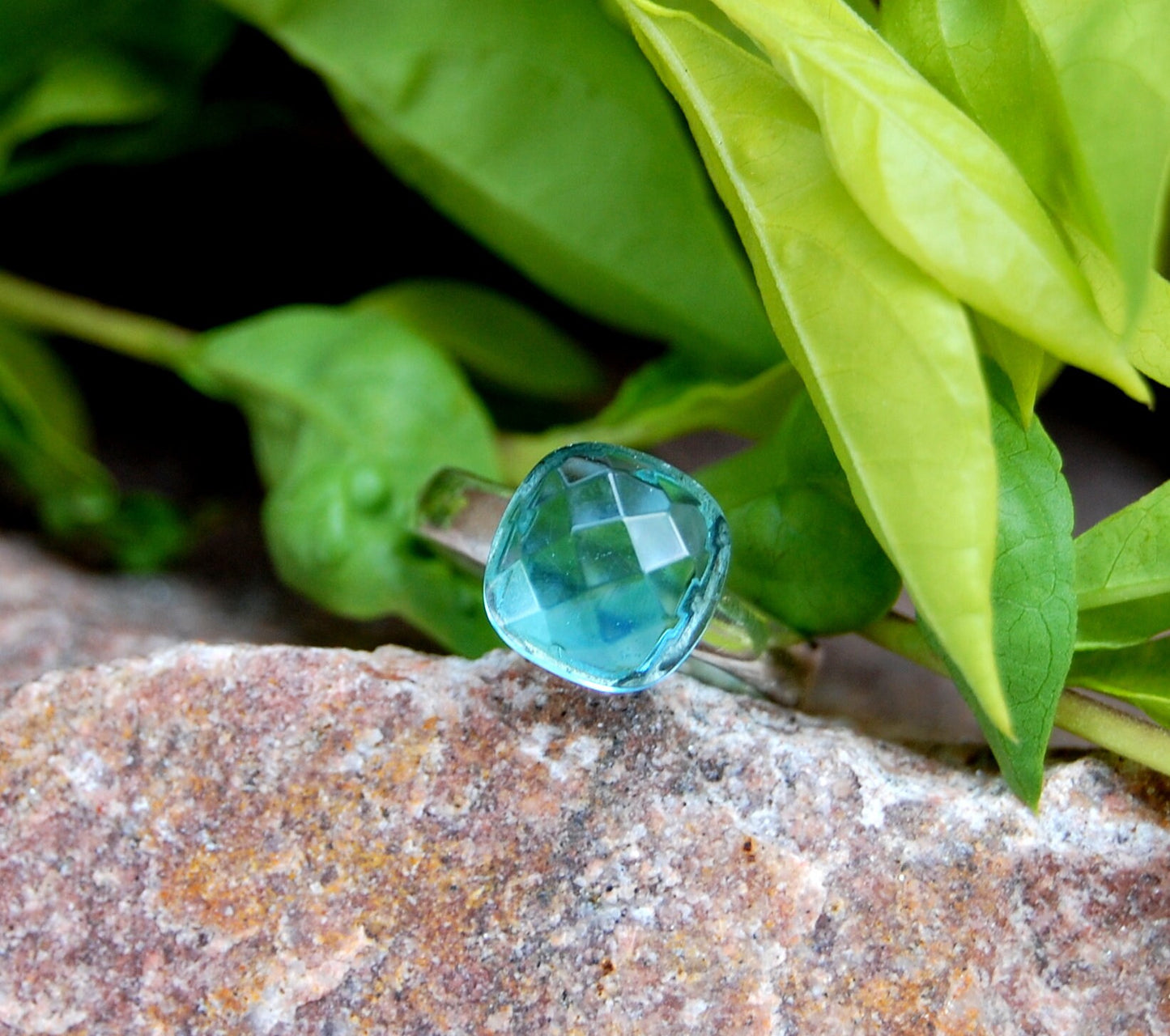 Blue Topaz Honey Comb Ring