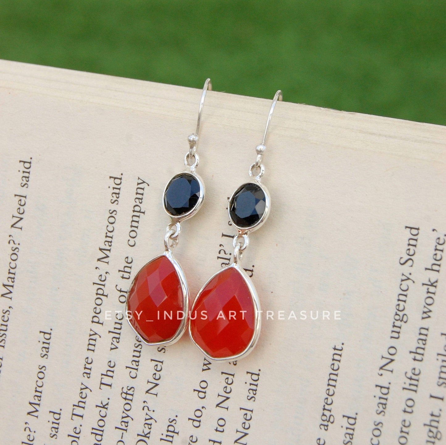Ruby -Black Onyx Dangle Earrings